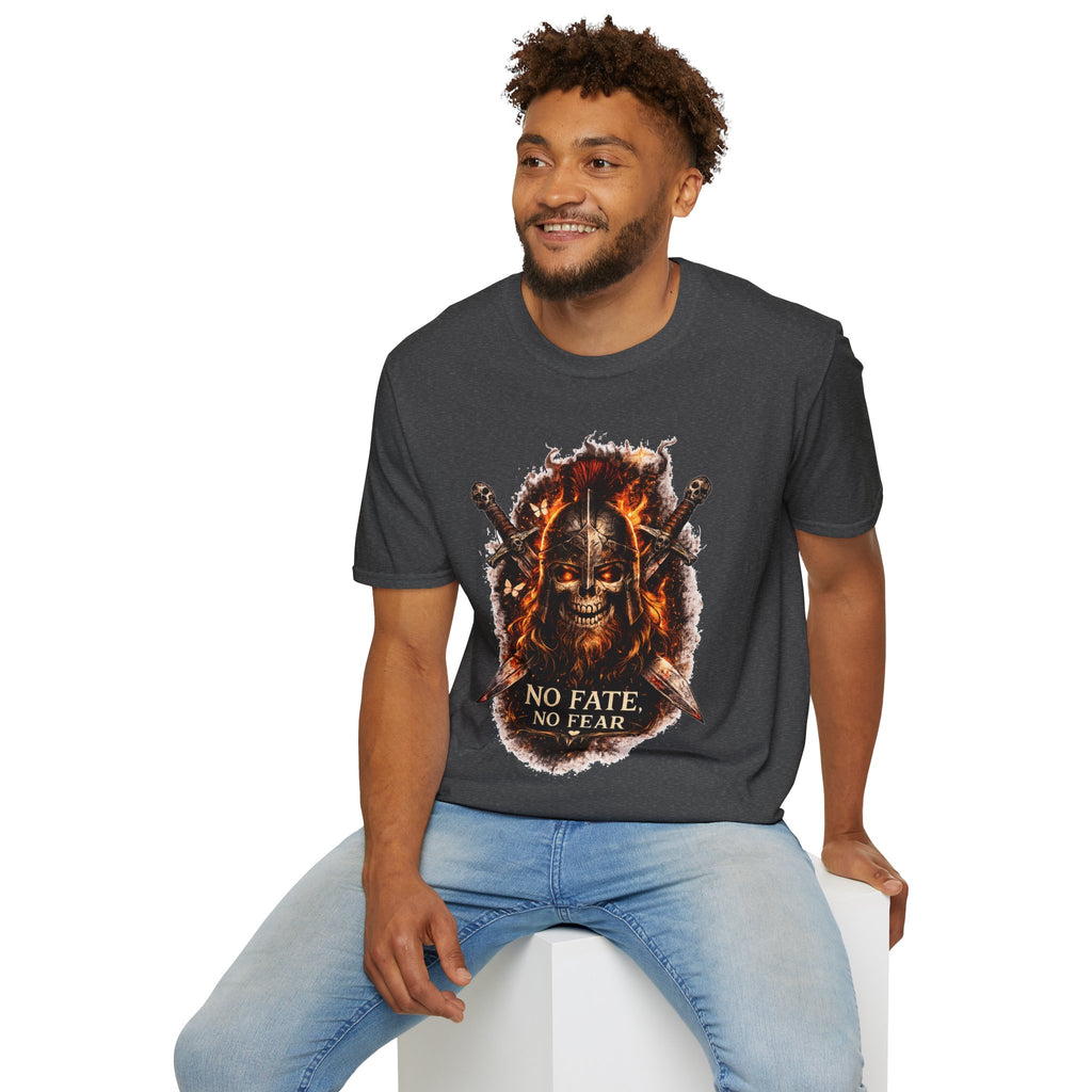 Viking Skull T-Shirt, Dragon Warrior Tee, Biker Graphic Shirt, Gothic Viking Shirt, No Fate No Fear Tee, Fantasy Streetwear