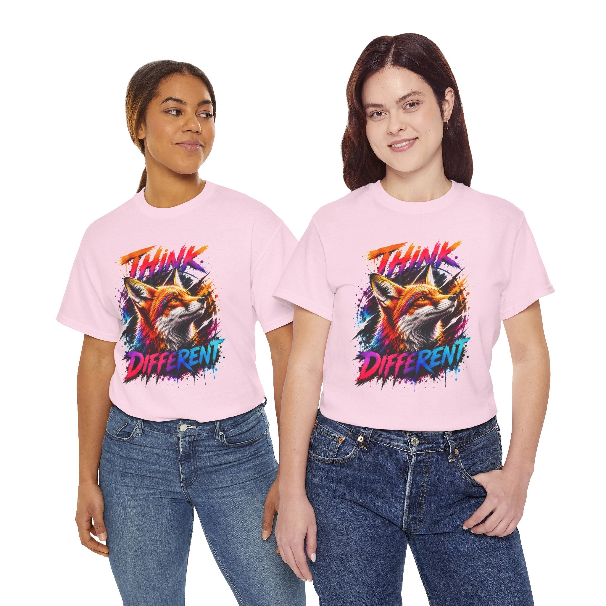 Think Different Fox Shirt, Colorful Fox T-Shirt, Wildlife Graphic Tee, Neon Animal Shirt, Gift for Fox Lovers