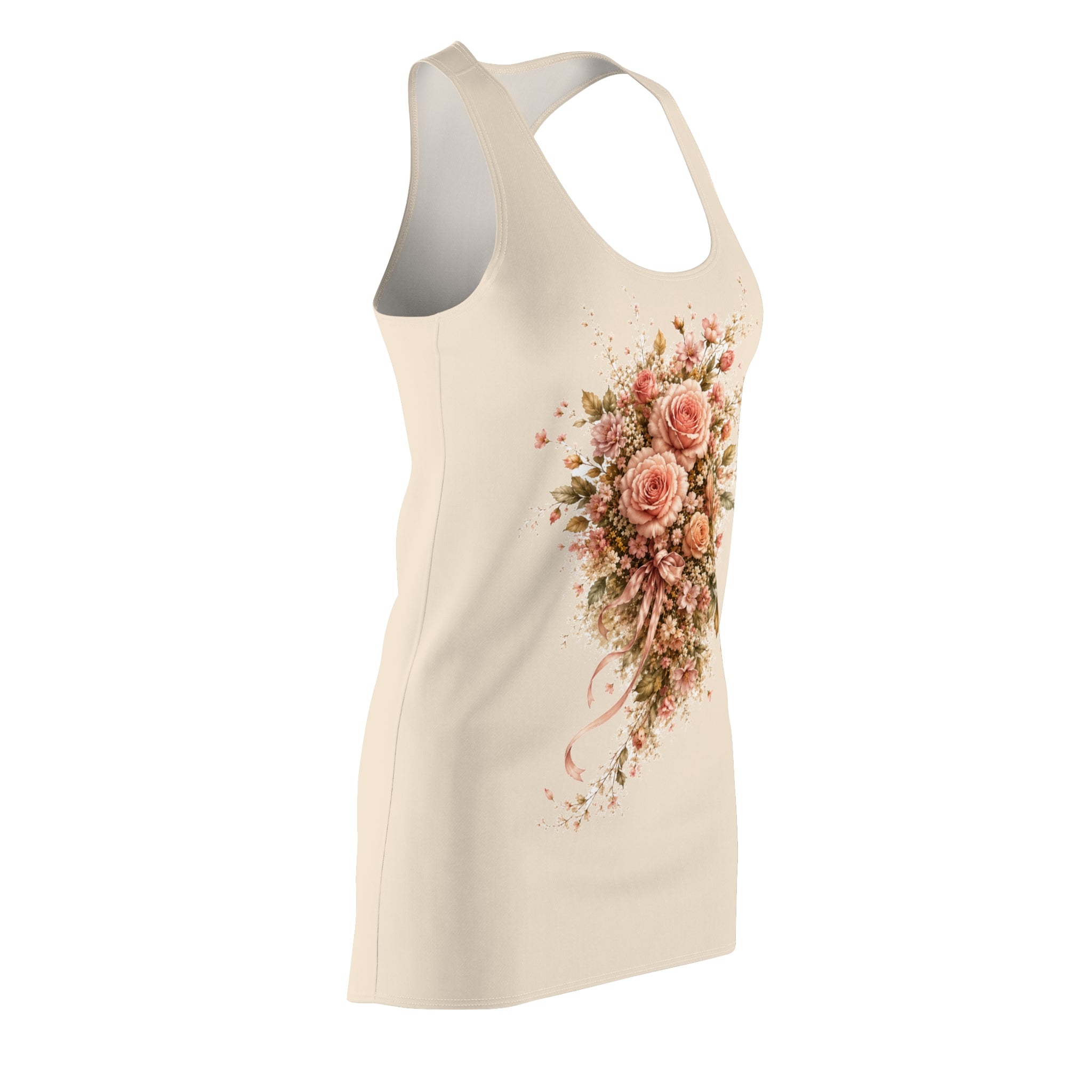 Racerback Dress - Vintage Pink Rose Bouquet Floral Print