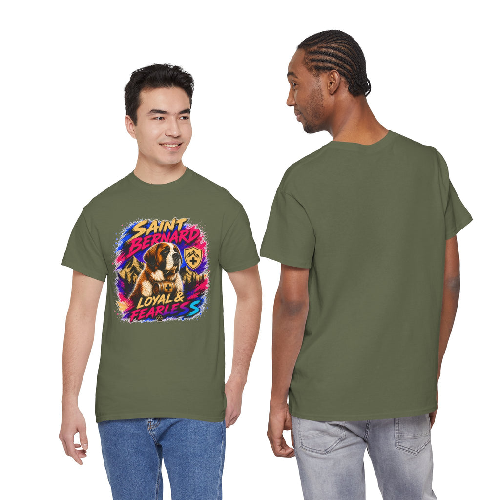 Saint Bernard Dog Shirt, Loyal & Fearless T-Shirt, Colorful Saint Bernard Tee, Dog Lover Gift, Unisex Graphic Tee