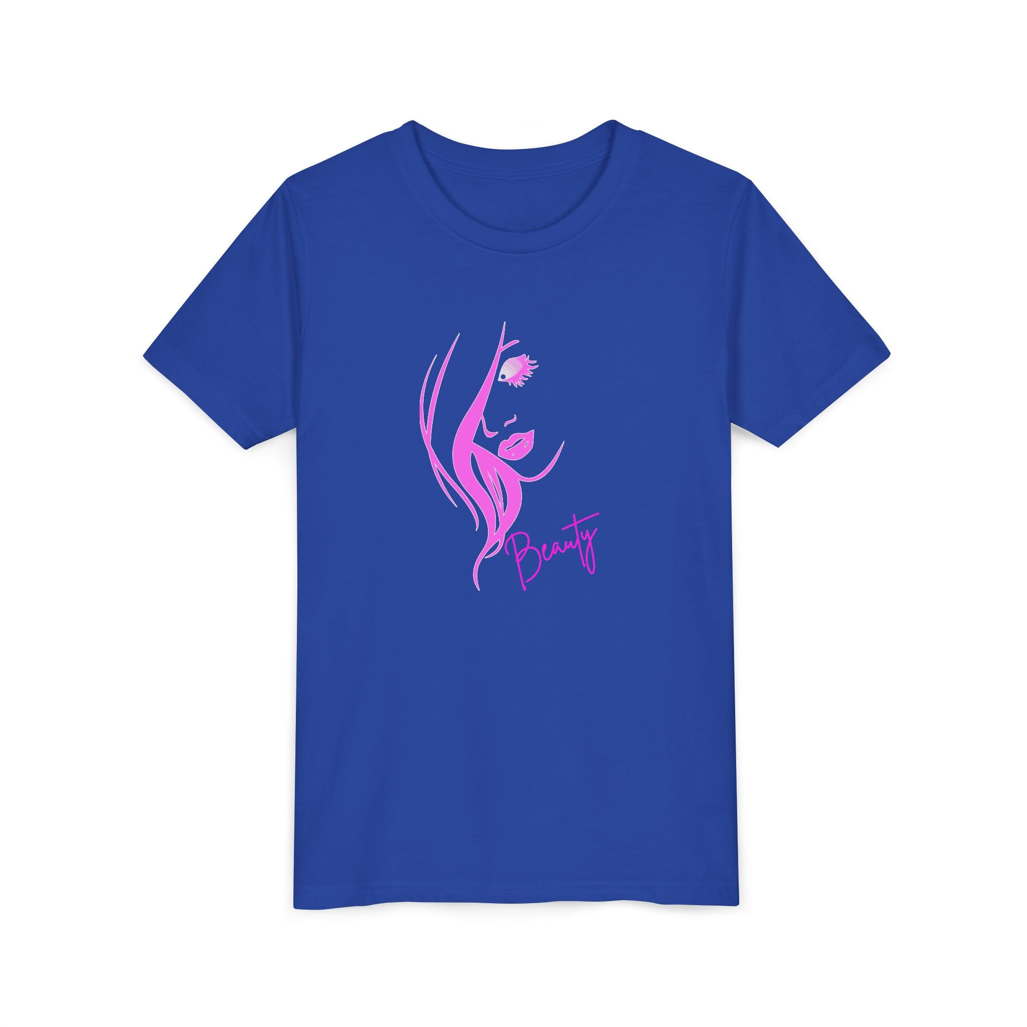 Youth Girls T-Shirt – Pink Beauty Face Graphic Tee, Cute Aesthetic Shirt, Gift for Girls