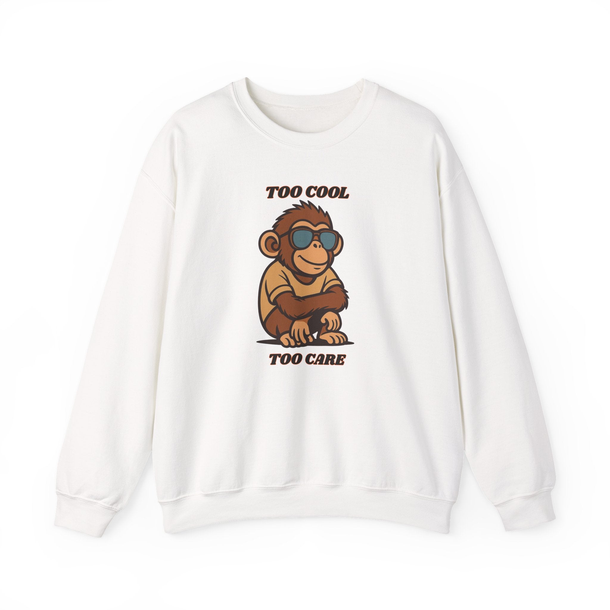 Too Cool Too Care Monkey Sweatshirt — Cute Sunglasses Ape Crewneck
