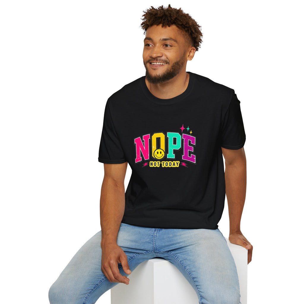 Nope Not Today T-Shirt — Retro Colorful Graphic Tee with Smiley
