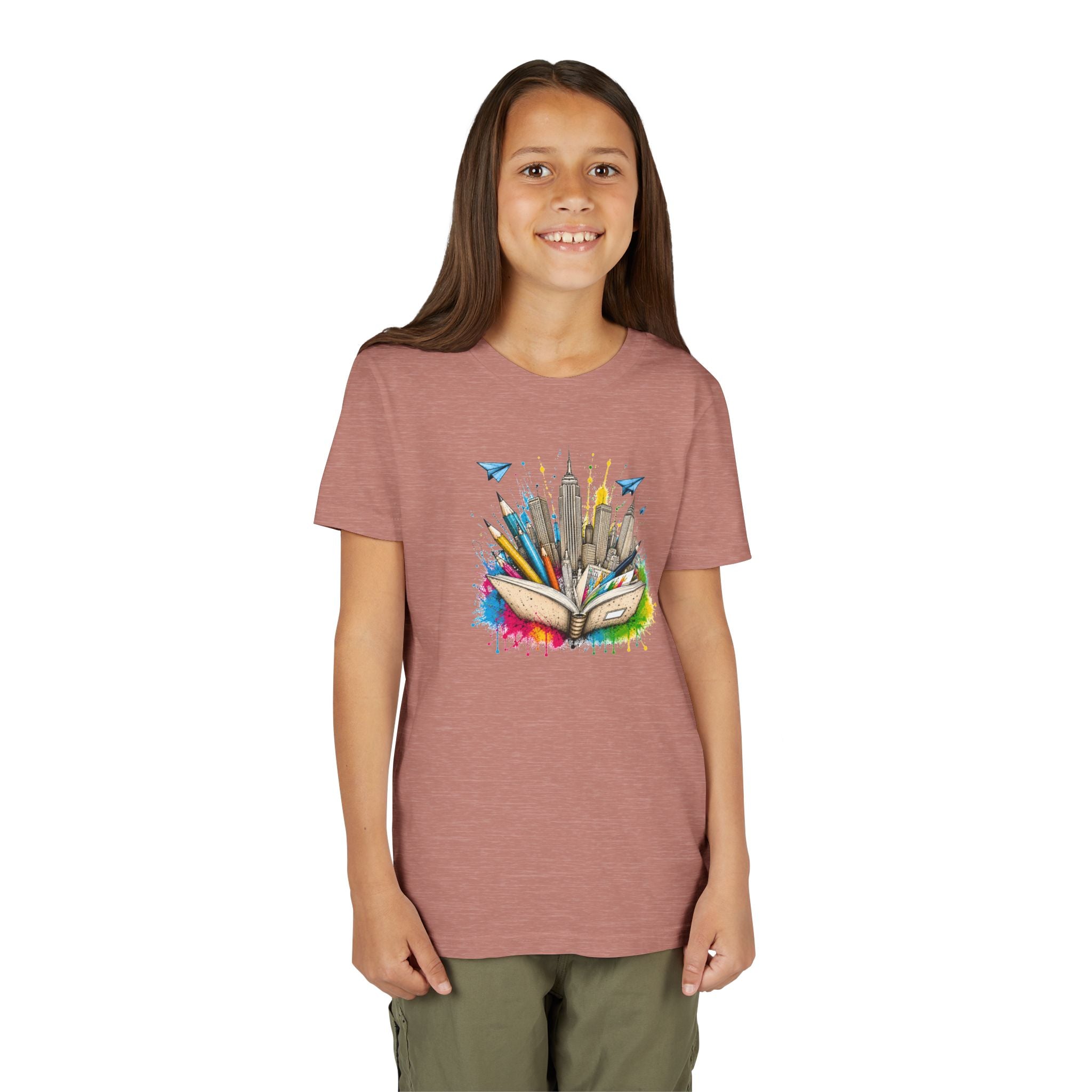Youth Book City Tee — Colorful Reading Adventure Shirt for Kids