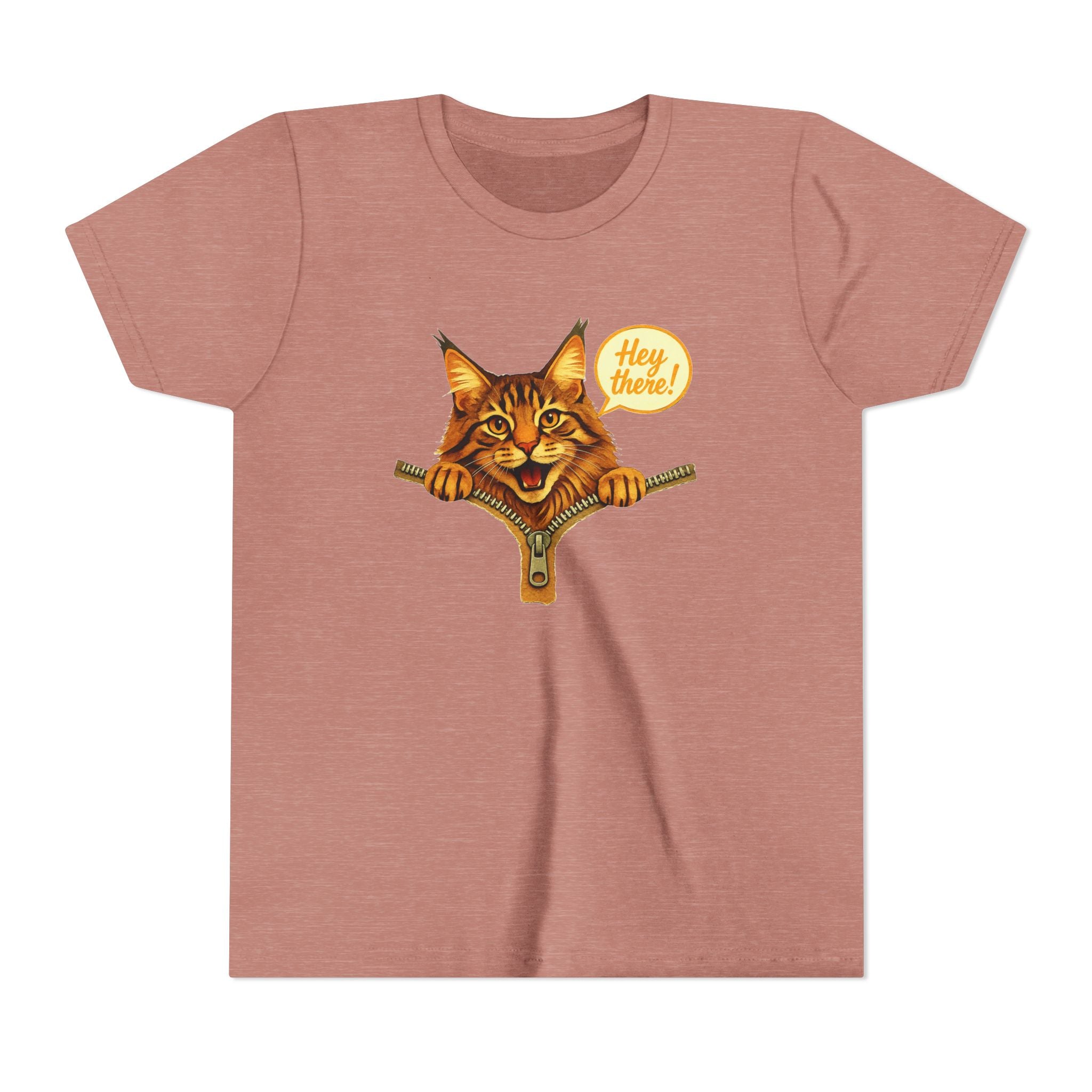 Cute Cat Youth Shirt, Hey There Kids Graphic Tee, Funny Cat T-Shirt for Kids, Animal Lover Youth Tee, Cute Kitty Shirt