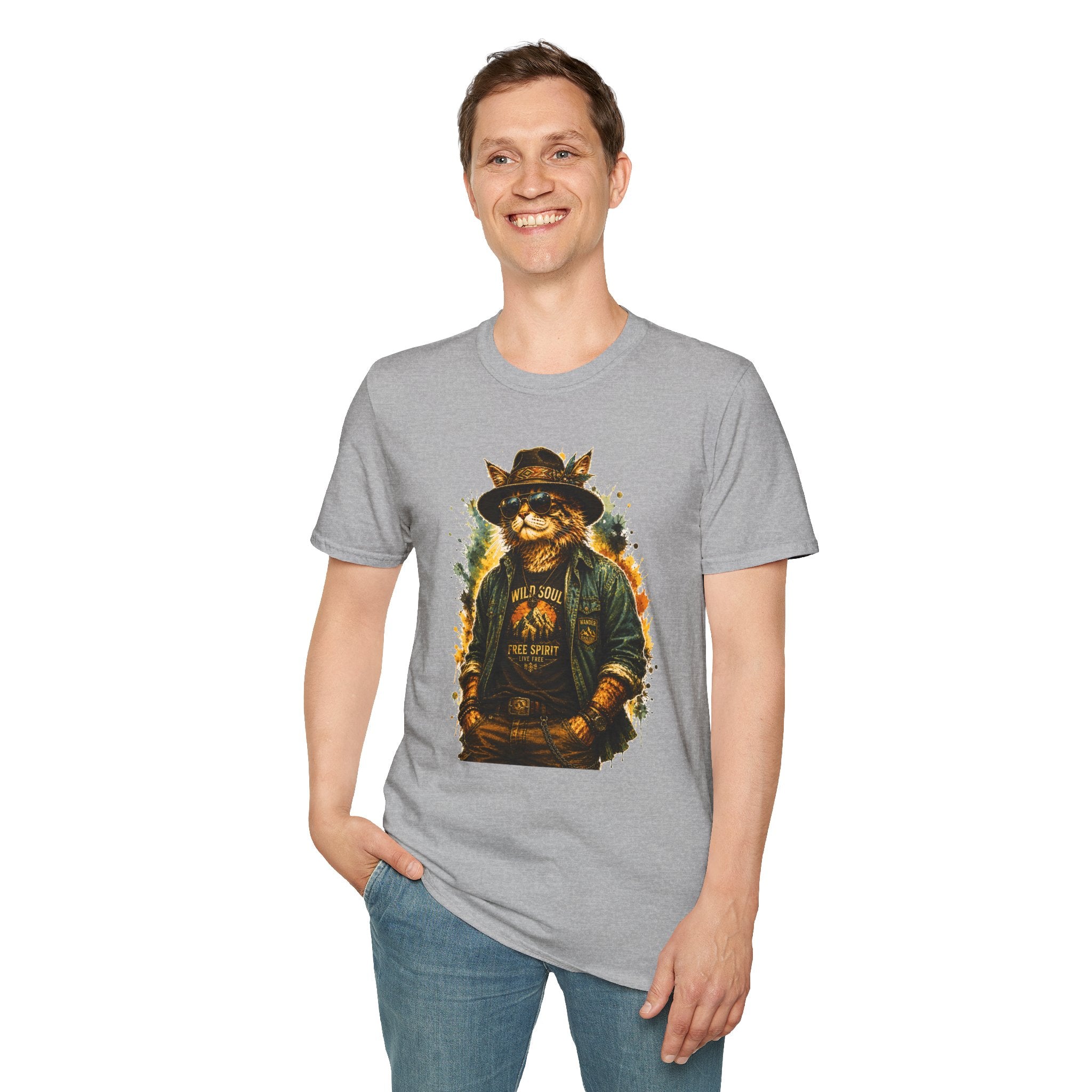 Boho Cat T-Shirt, Wild Soul Cat Tee, Vintage Cat Graphic Shirt, Cat Lover Gift, Hippie Cat Shirt, Bohemian Animal Tee