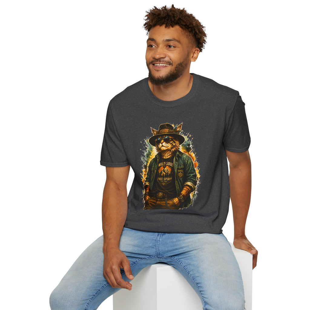 Boho Cat T-Shirt, Wild Soul Cat Tee, Vintage Cat Graphic Shirt, Cat Lover Gift, Hippie Cat Shirt, Bohemian Animal Tee