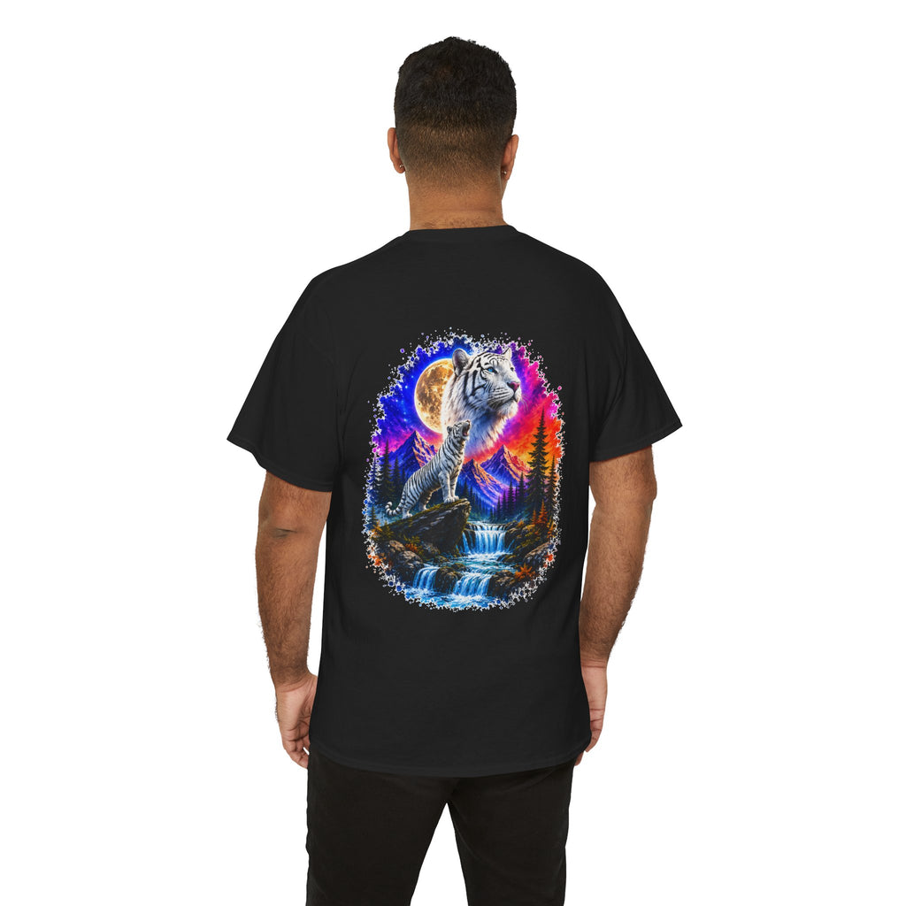 White Tiger Moon T-Shirt | Colorful Wildlife Graphic Tee | Big Cat Lover Gift | Unisex Nature Shirt