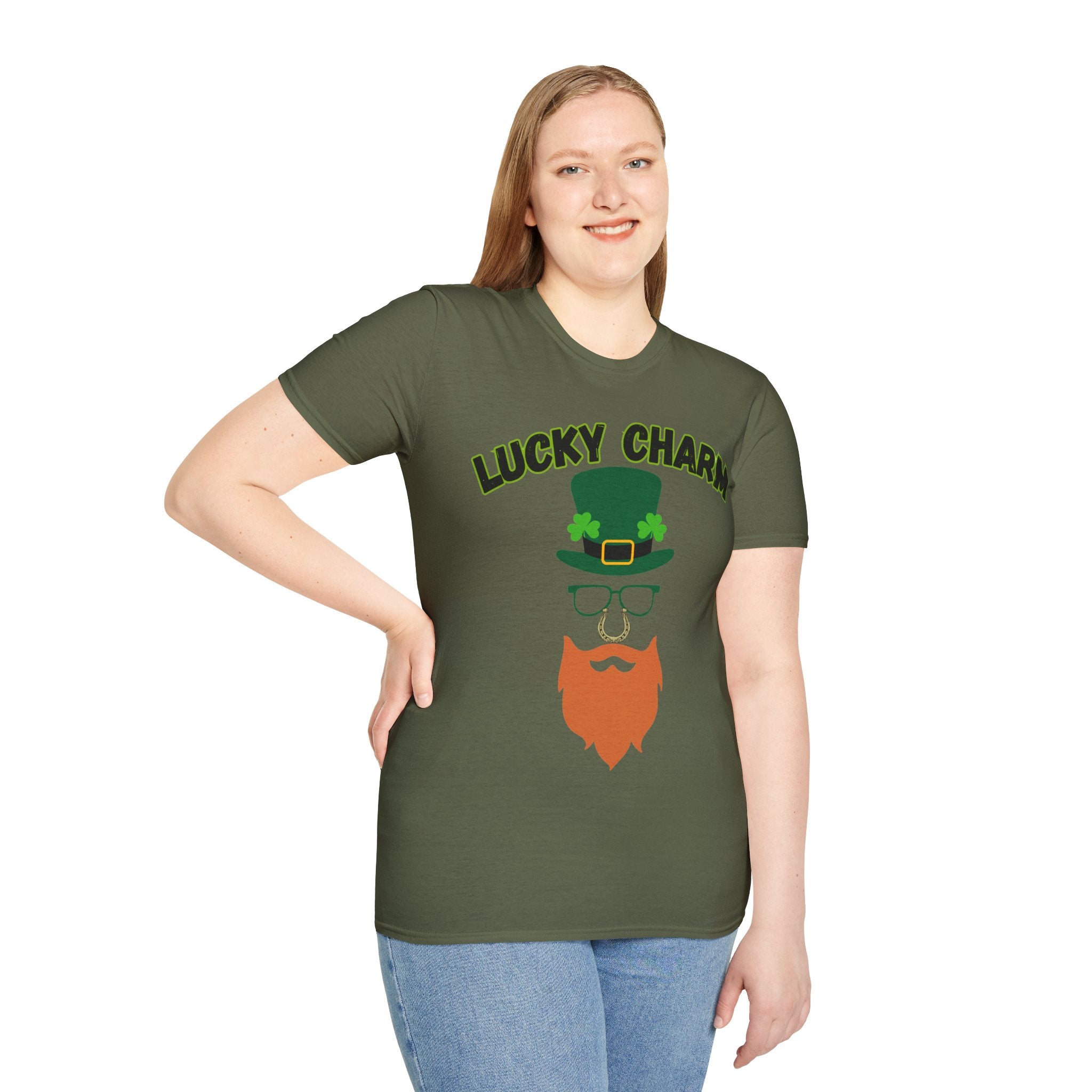 Lucky Charm St. Patrick’s Day T-Shirt — Leprechaun Hat & Beard Graphic