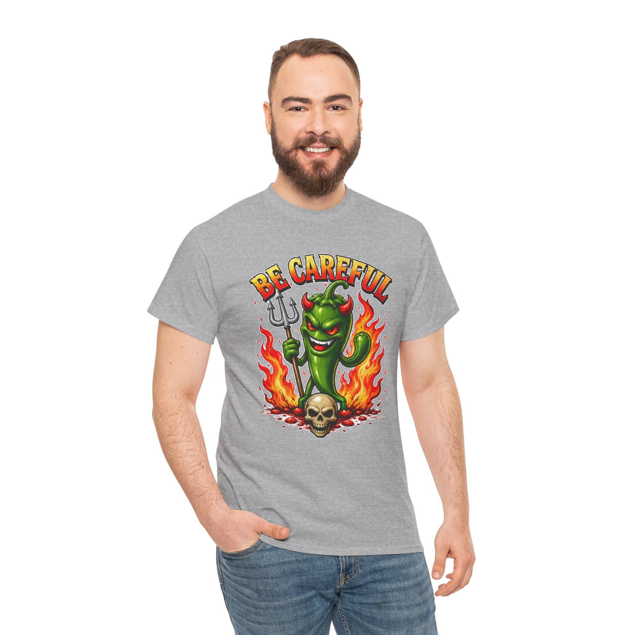 Be Careful Devil Pepper Shirt, Funny Spicy Pepper T-Shirt, Hot Chili Graphic Tee, Retro Tattoo Style Unisex Gift