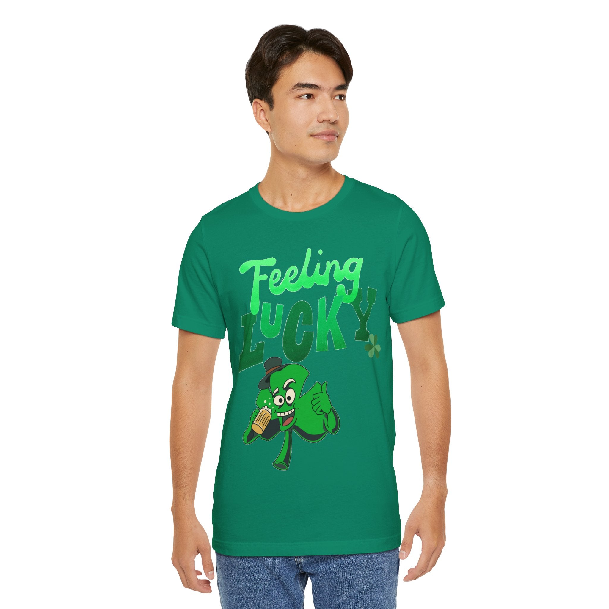 Feeling Lucky St. Patrick's Day T-Shirt — Shamrock Leprechaun Graphic Tee