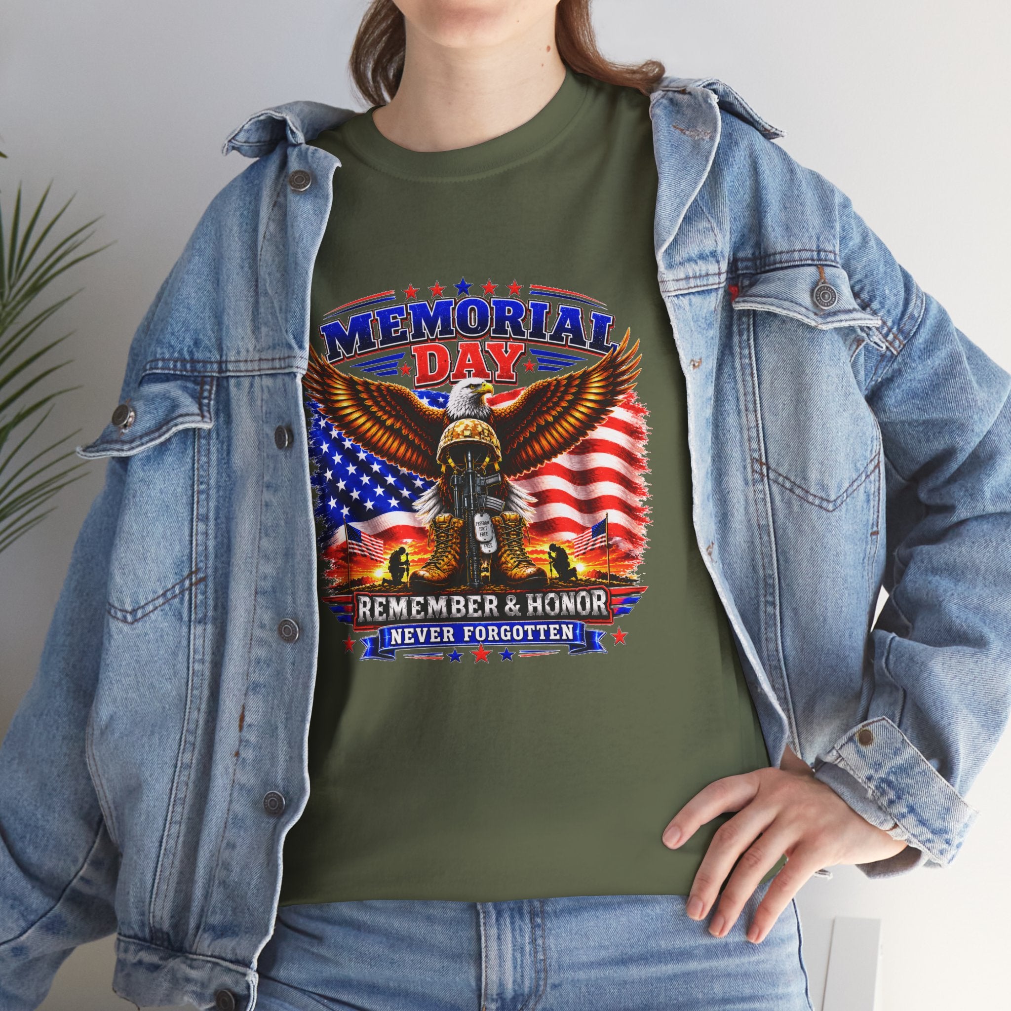 Memorial Day Shirt, Patriotic Eagle T-Shirt, Remember & Honor Tee, American Flag Graphic Shirt, Military Tribute Gift