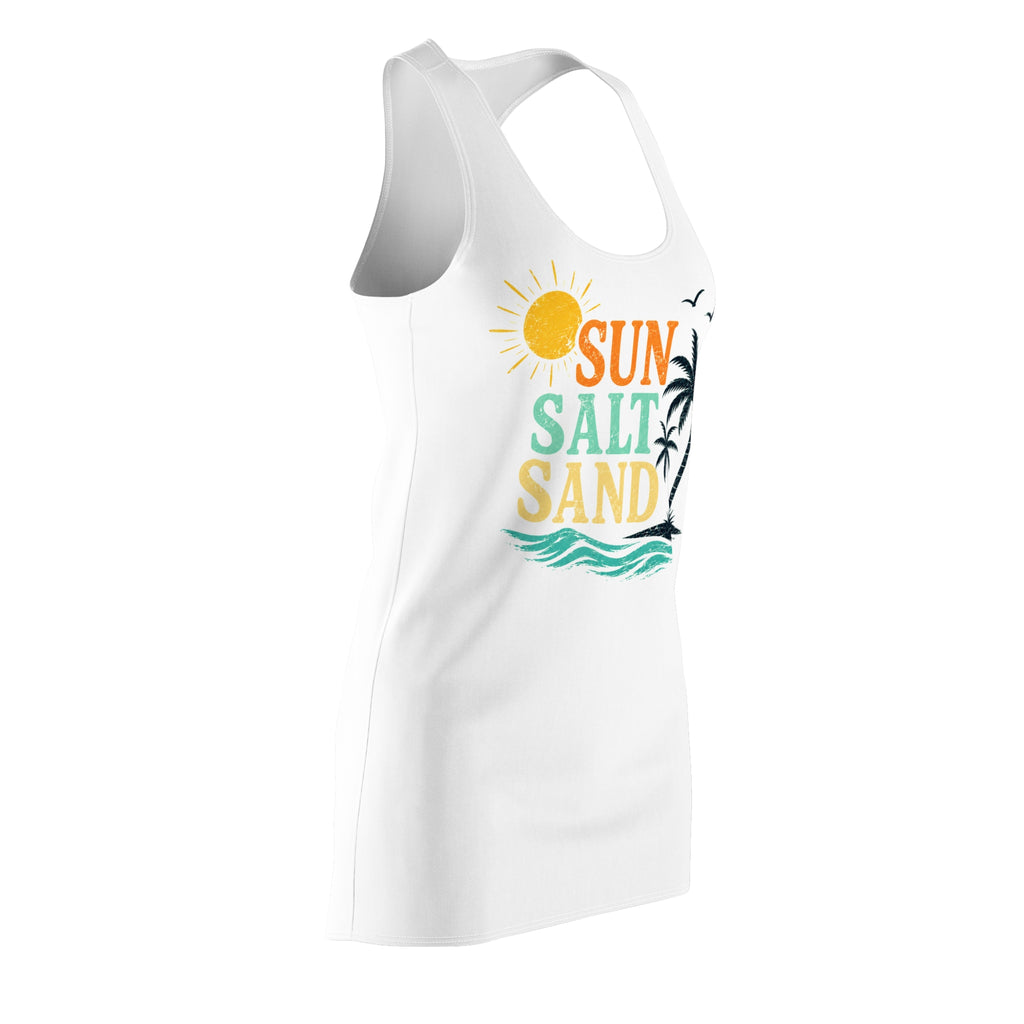 Racerback Dress — "Sun Salt Sand" Beach Graphic Summer Sundress