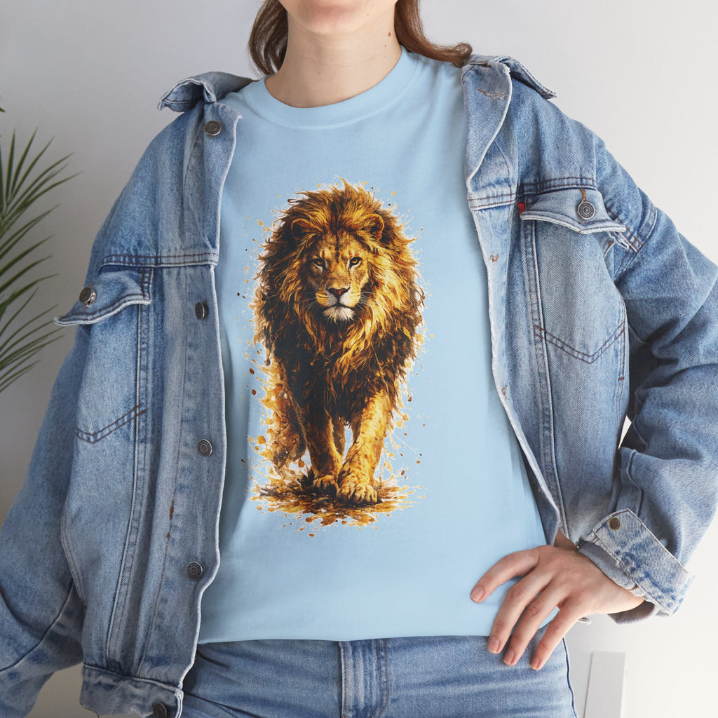 Lion Graphic T-Shirt, Majestic Walking Lion Tee, Watercolor Wildlife Shirt, Unisex Animal Graphic Tee, Lion Lover Gift, Nature Art Shirt