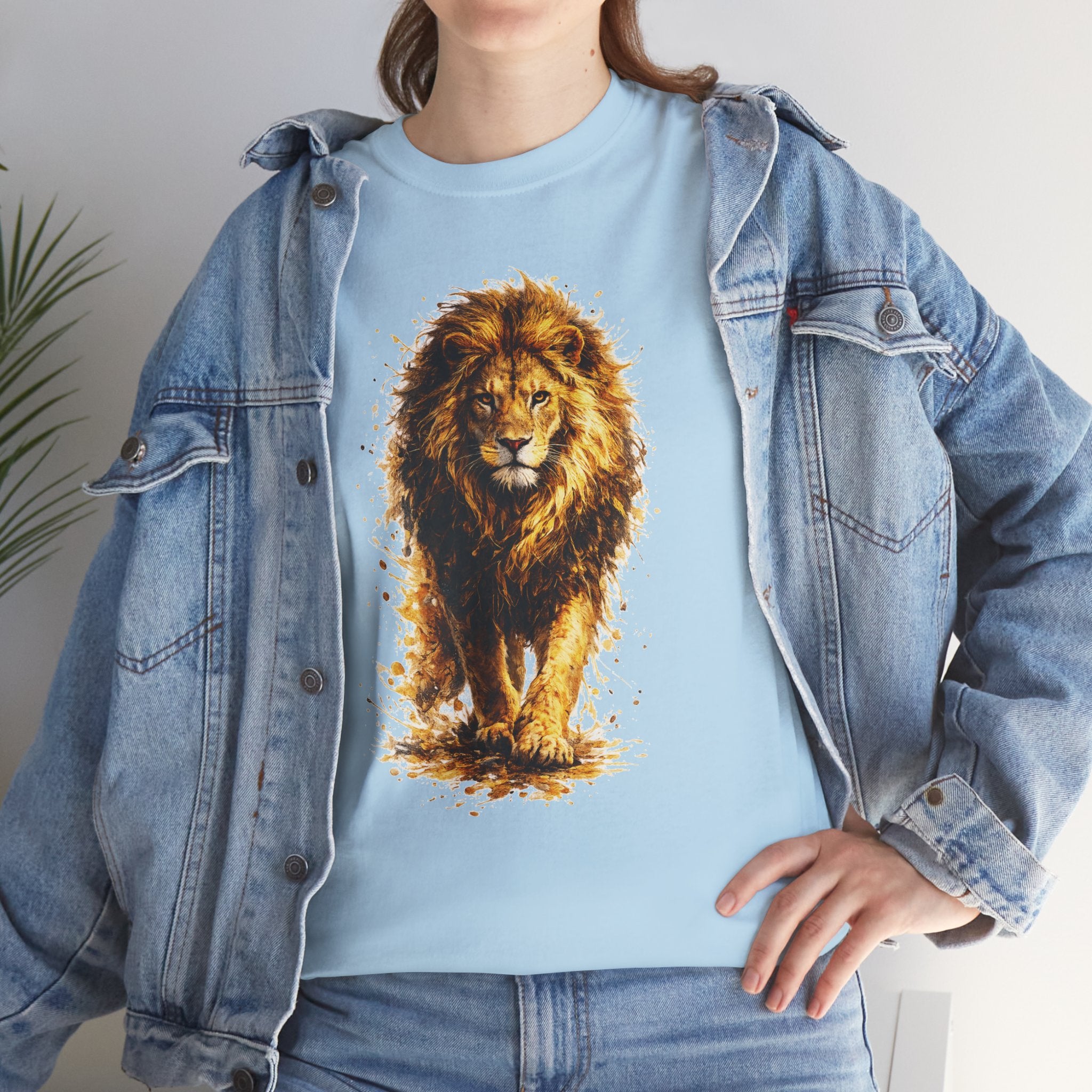 Lion Graphic T-Shirt, Majestic Walking Lion Tee, Watercolor Wildlife Shirt, Unisex Animal Graphic Tee, Lion Lover Gift, Nature Art Shirt