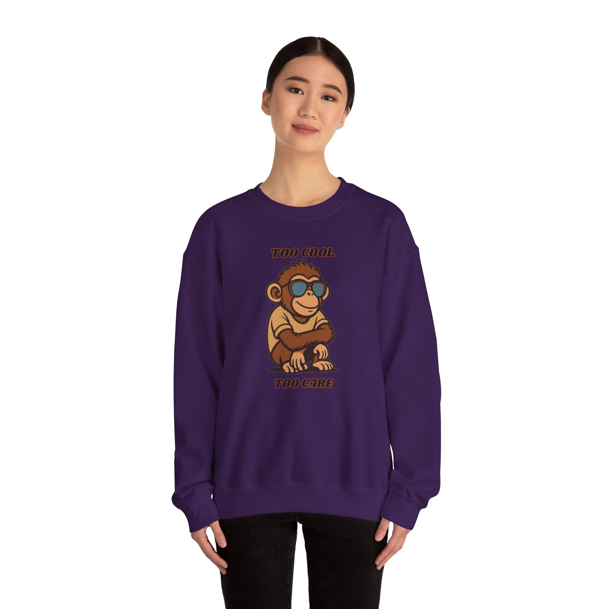 Too Cool Too Care Monkey Sweatshirt — Cute Sunglasses Ape Crewneck