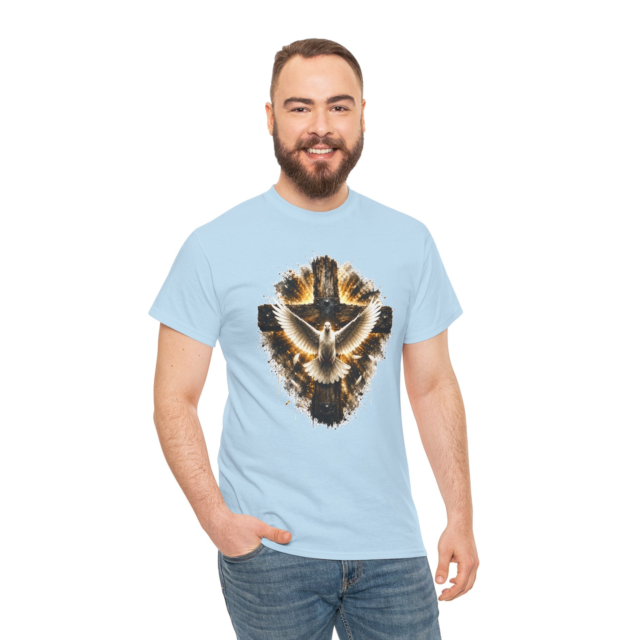Christian Dove Cross T-Shirt | Holy Spirit Shirt | Faith Graphic Tee | Religious Gift | Bible Believer Shirt | Unisex Christian Tee