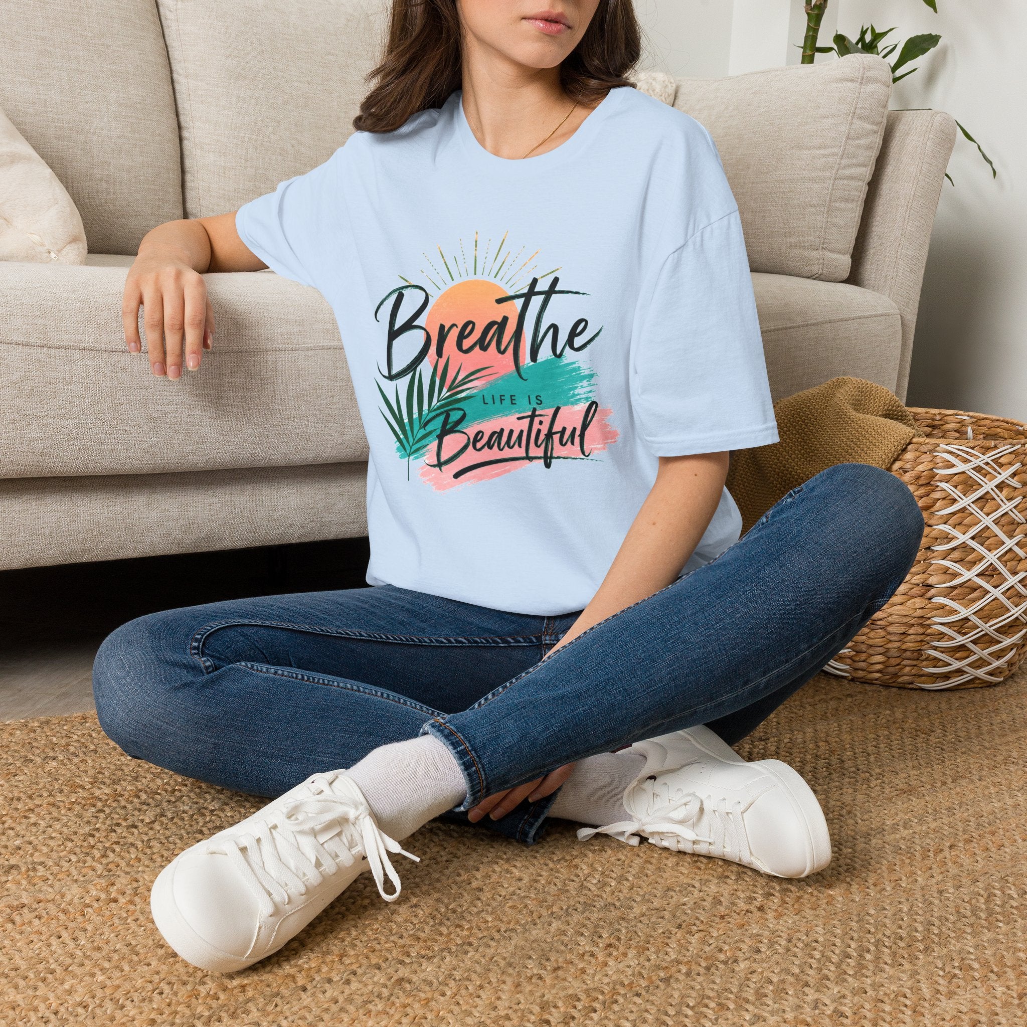 Breathe Life Is Beautiful Shirt, Inspirational T-Shirt for Women, Positive Quote Tee, Motivational Graphic Tee, Summer Vacation Shirt, Gift for Her