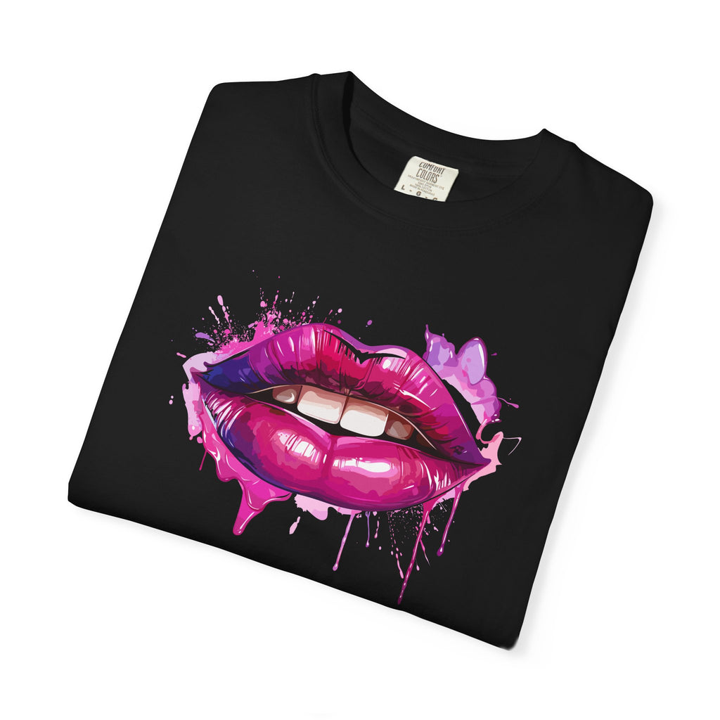 Lip Art T-Shirt — Pink Drip Painted Lips Graphic Tee