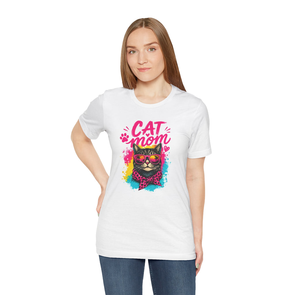 Cat Mom T-Shirt | Funny Cat Mom Gift | Colorful Retro Cat Lover Tee | Cute Cat Graphic Shirt | Unisex Cat Mom Tee