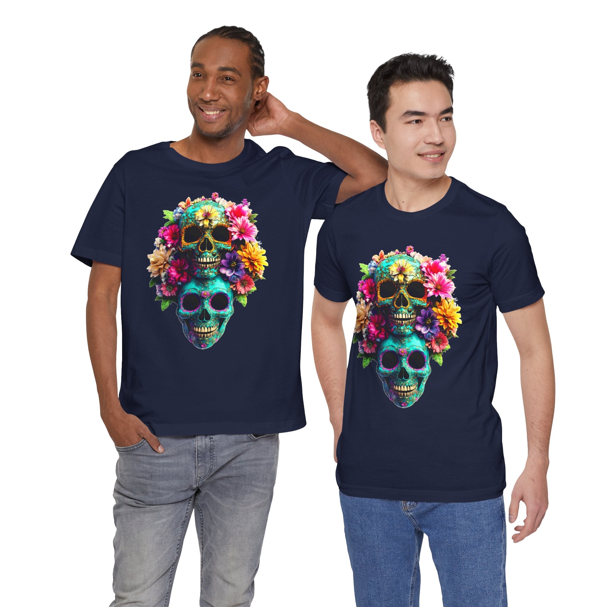 Floral Skull T-Shirt, Day of the Dead Shirt, Sugar Skull Graphic Tee, Colorful Skull Tee, Gothic Floral Shirt