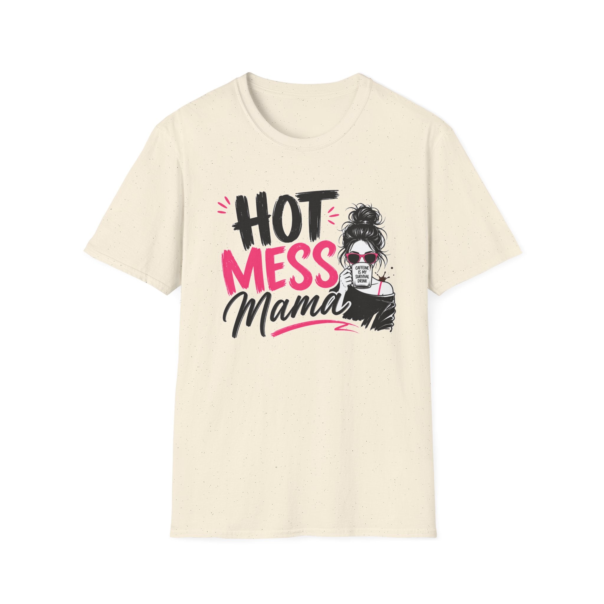 Hot Mess Mama Coffee Lover Shirt, Funny Mom Life Graphic Tee, Caffeine Humor T-Shirt for Moms