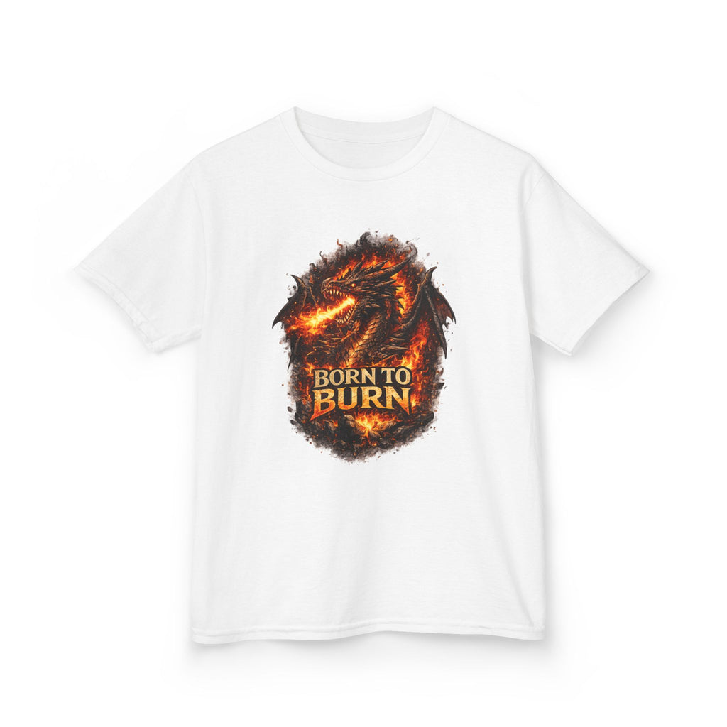 Kids Dragon Shirt, Fiery Dragon Tee for Boys, Fantasy Graphic T-Shirt, Gamer Kids Shirt, Cute Dragon Shirt, Born To Burn Tee