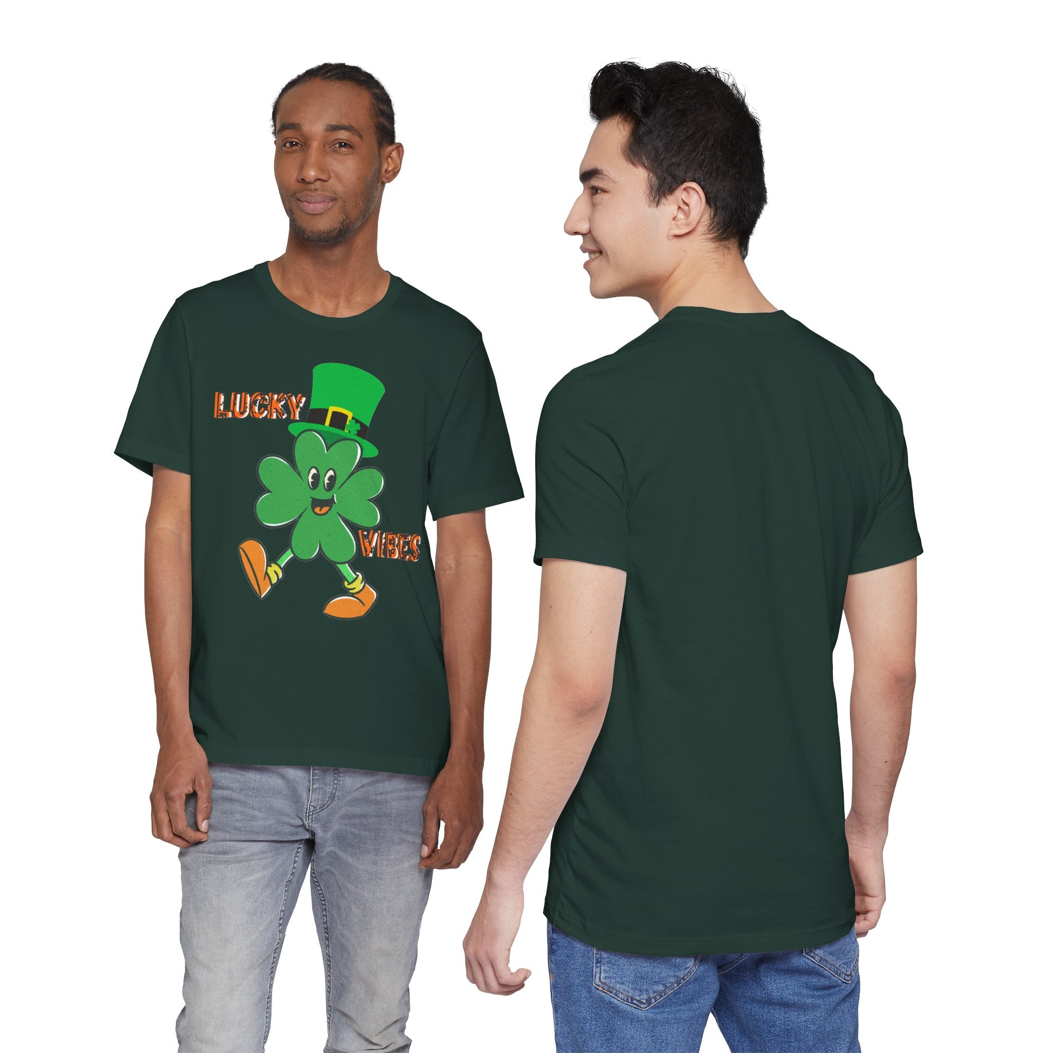 Lucky Vibes Saint Patrick's Day T-Shirt — Walking Shamrock Graphic Tee