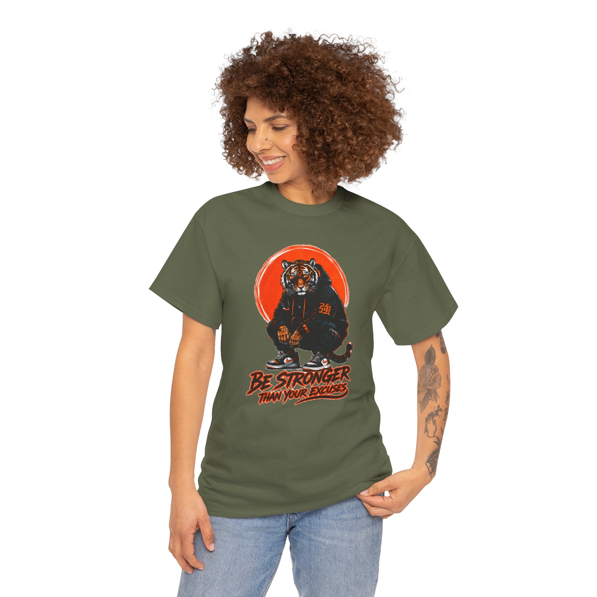 Tiger Graphic Tee — "Be Stronger Than Your Doubts" Motivational T-Shirt