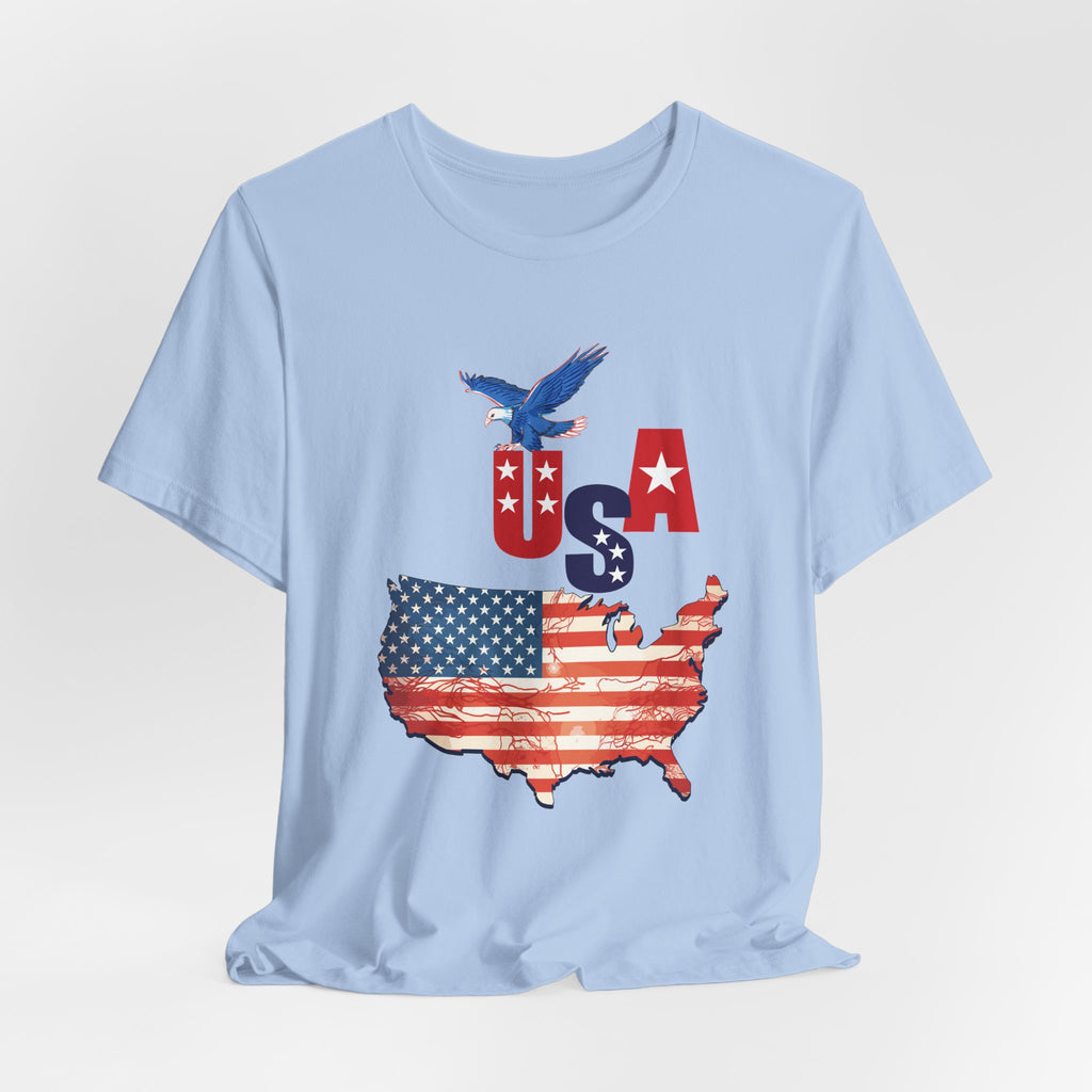 USA Flag Map T-Shirt, Patriotic Eagle Shirt, 4th of July Shirt, American Flag Tee, Independence Day Gift