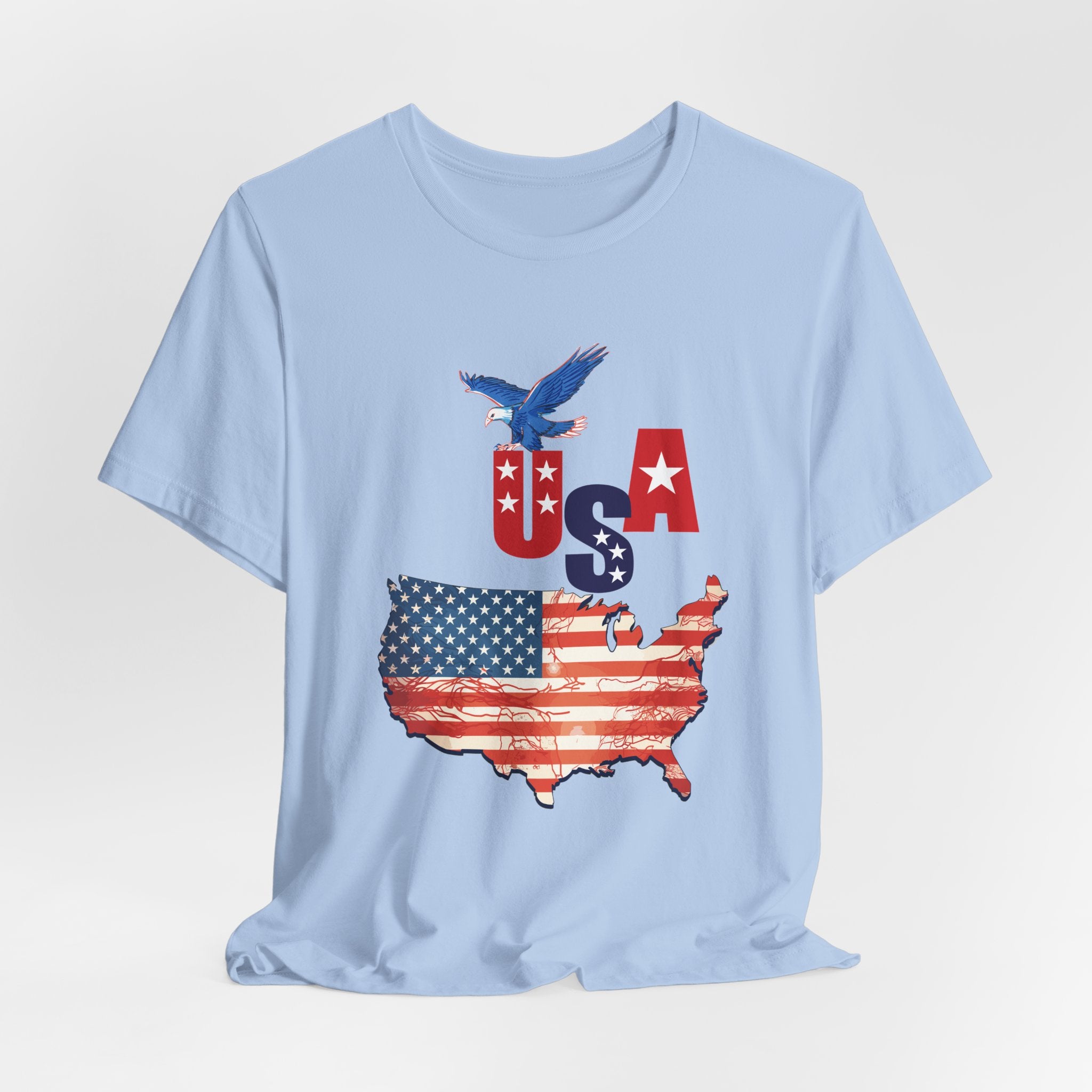USA Flag Map T-Shirt, Patriotic Eagle Shirt, 4th of July Shirt, American Flag Tee, Independence Day Gift