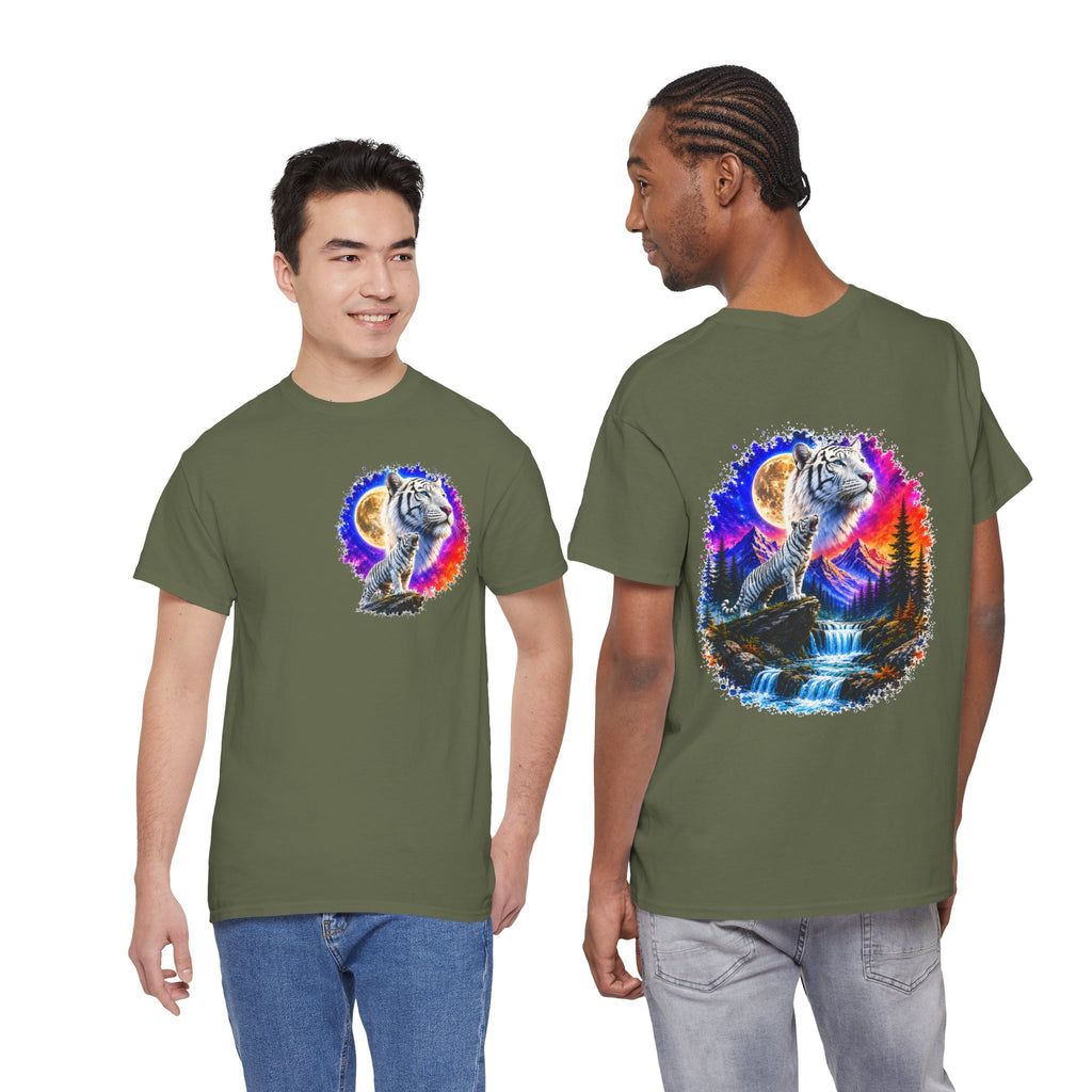 White Tiger Moon T-Shirt | Colorful Wildlife Graphic Tee | Big Cat Lover Gift | Unisex Nature Shirt