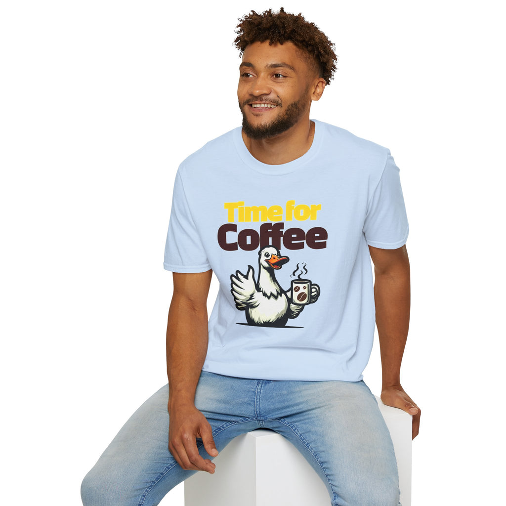 Time for Coffee Goose T-Shirt ☕🪿 Funny Cute Coffee Lover Graphic Tee Unisex Gift