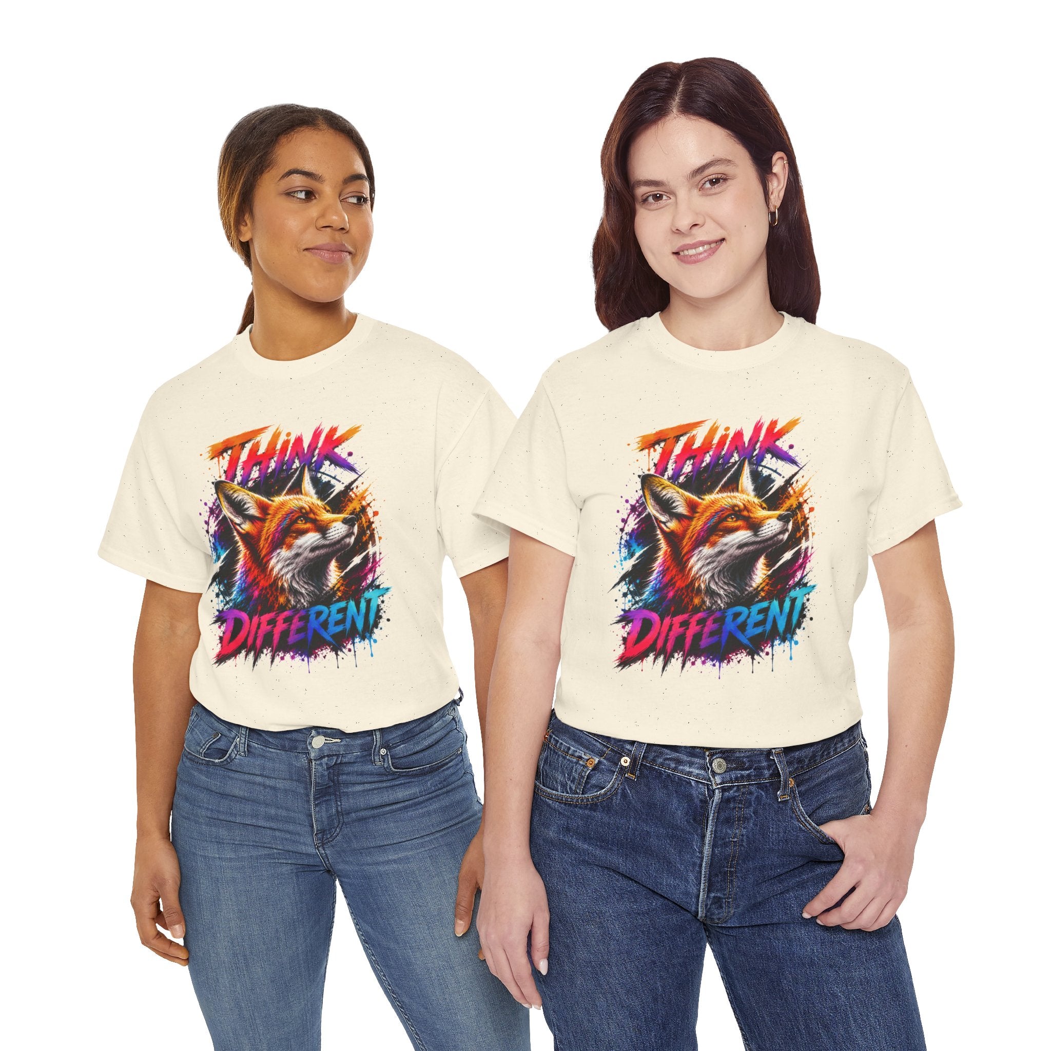 Think Different Fox Shirt, Colorful Fox T-Shirt, Wildlife Graphic Tee, Neon Animal Shirt, Gift for Fox Lovers