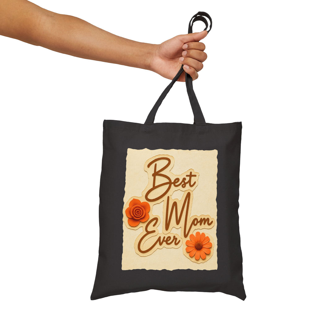 Best Mom Ever Tote Bag, Floral Canvas Bag, Cute Gift for Mom, Retro Style Reusable Bag, Mother’s Day Gift
