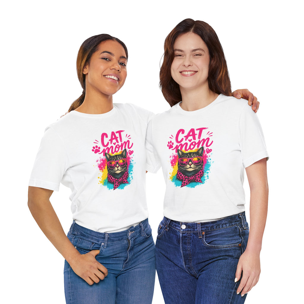 Cat Mom T-Shirt | Funny Cat Mom Gift | Colorful Retro Cat Lover Tee | Cute Cat Graphic Shirt | Unisex Cat Mom Tee