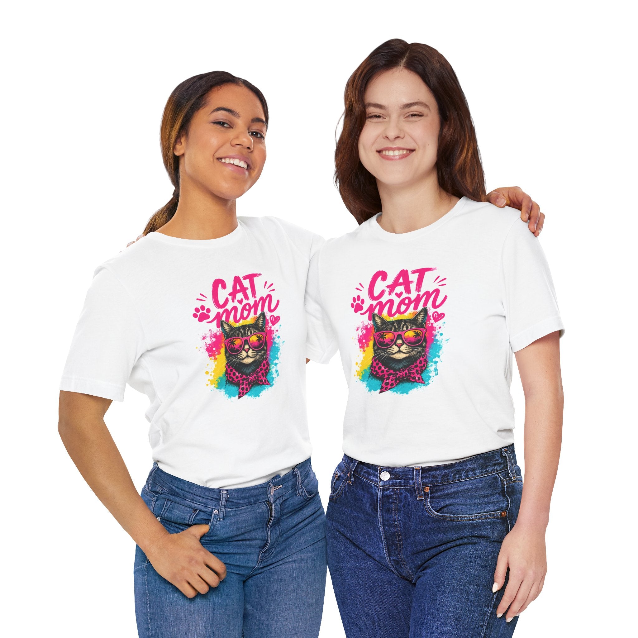 Cat Mom T-Shirt | Funny Cat Mom Gift | Colorful Retro Cat Lover Tee | Cute Cat Graphic Shirt | Unisex Cat Mom Tee