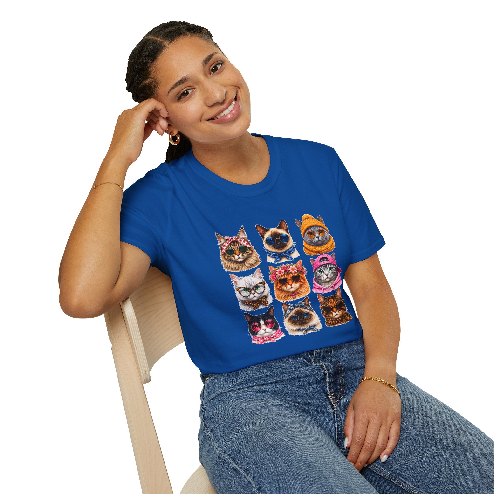 Cute Cat Faces T-Shirt, Cat Lover Tee, Funny Kitty Shirt, Colorful Cat Graphic Tee, Gift for Cat Mom, Cat Owner Gift, Animal Lover Shirt