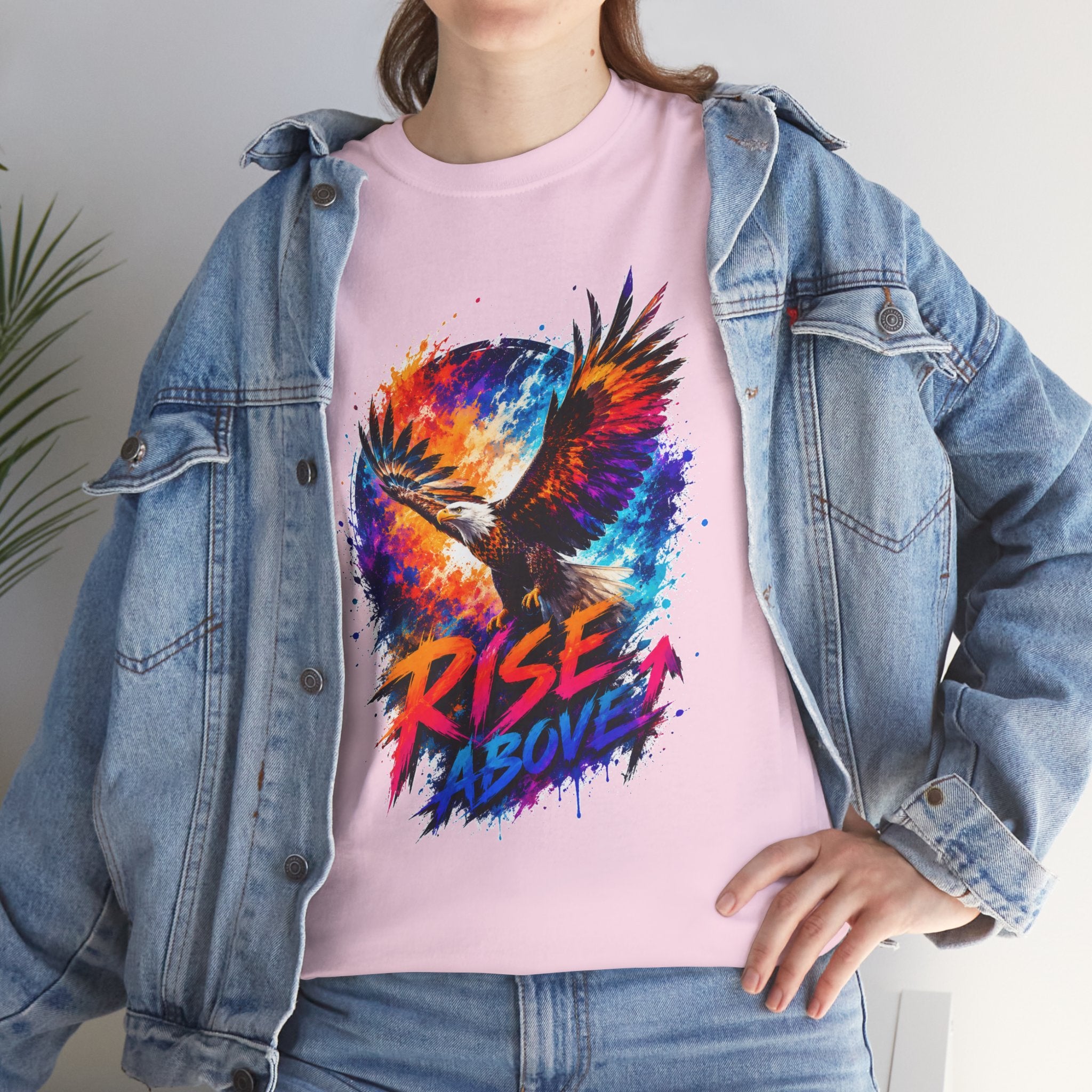 Rise Above Eagle Graphic T-Shirt | Motivational Unisex Tee | Colorful Freedom Bird Shirt