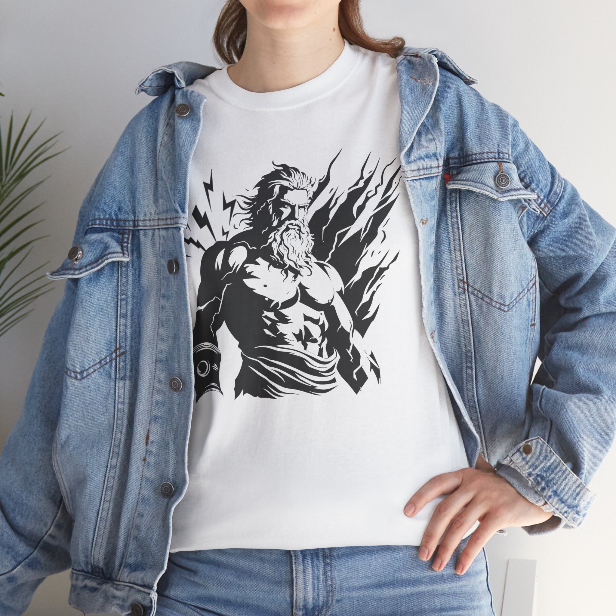 Greek God Zeus Illustration T‑Shirt — Mythic Lightning God Tee