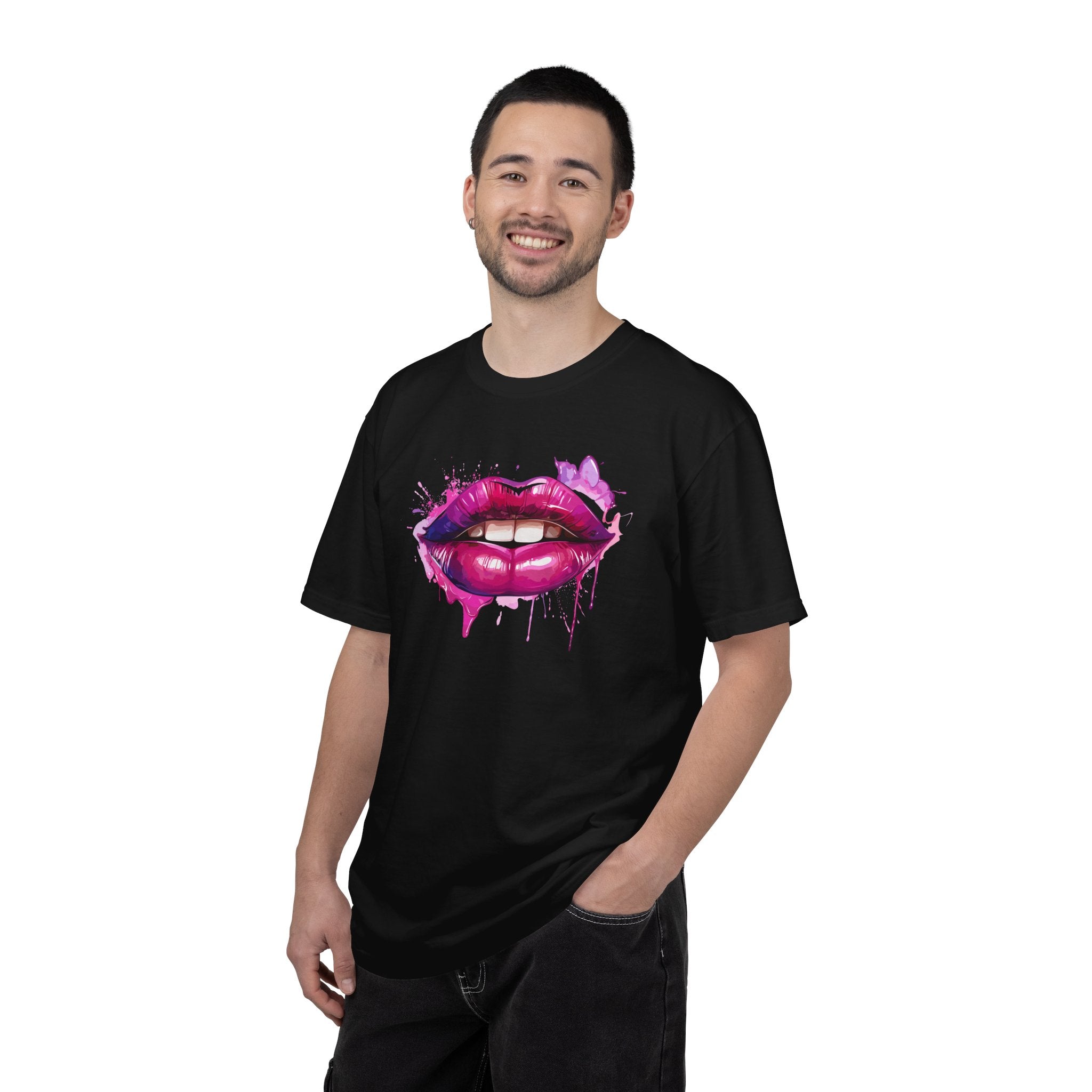 Lip Art T-Shirt — Pink Drip Painted Lips Graphic Tee