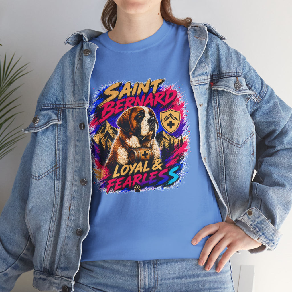Saint Bernard Dog Shirt, Loyal & Fearless T-Shirt, Colorful Saint Bernard Tee, Dog Lover Gift, Unisex Graphic Tee