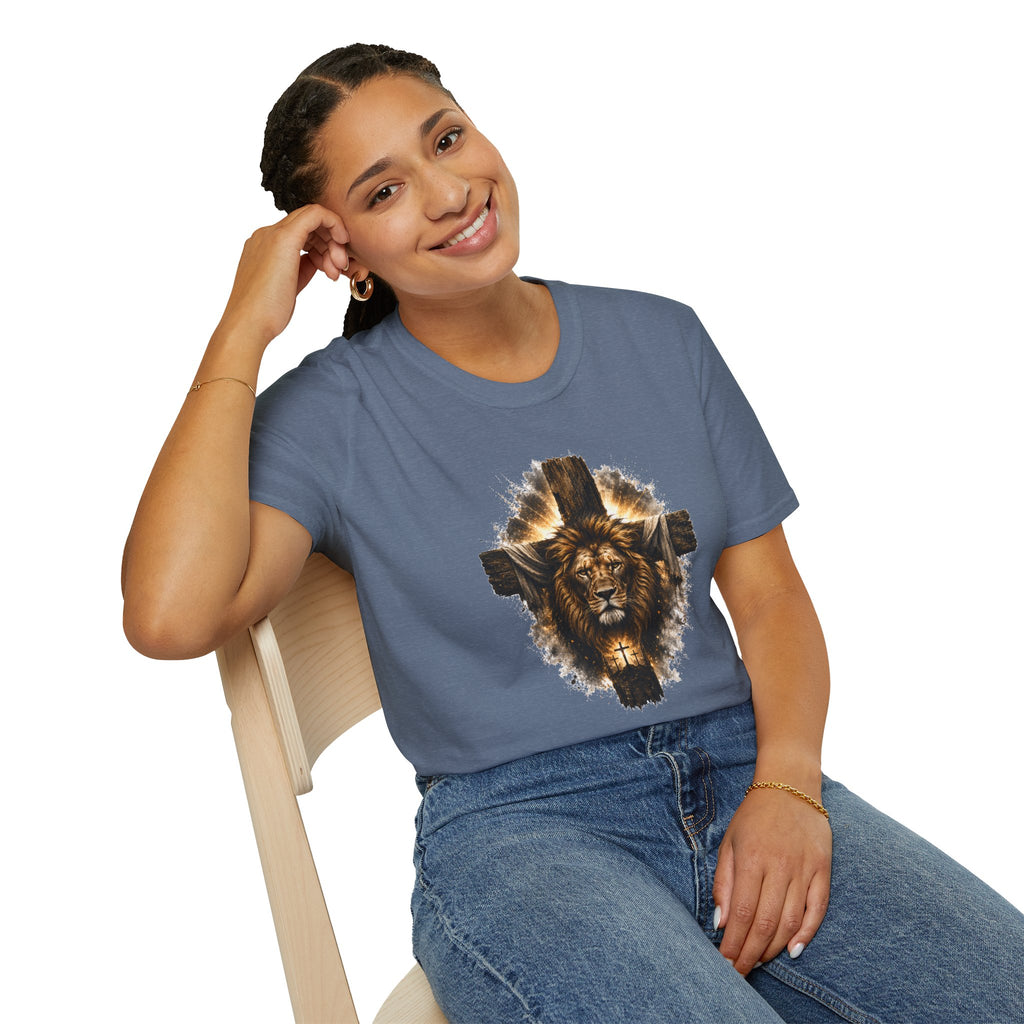 Lion Cross T-Shirt, Christian Faith Shirt, Lion of Judah Graphic Tee, Religious Gift