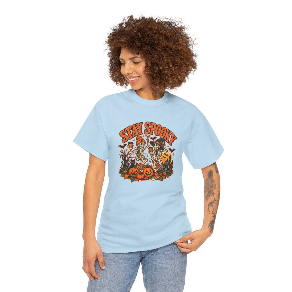 Stay Spooky Halloween Shirt | Dancing Skeleton Pumpkin Graphic Tee