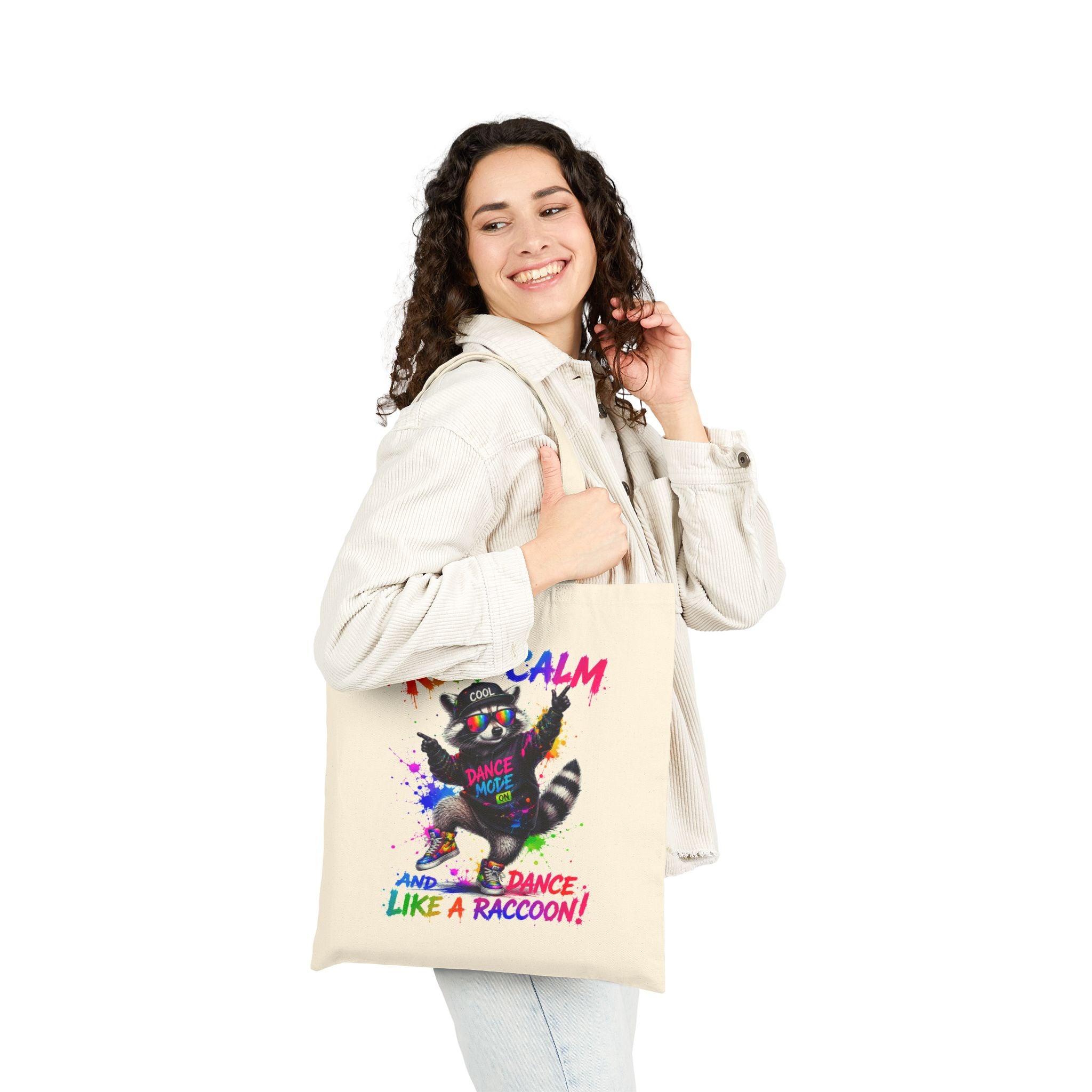 Keep Calm and Dance Like a Raccoon Canvas Tote Bag