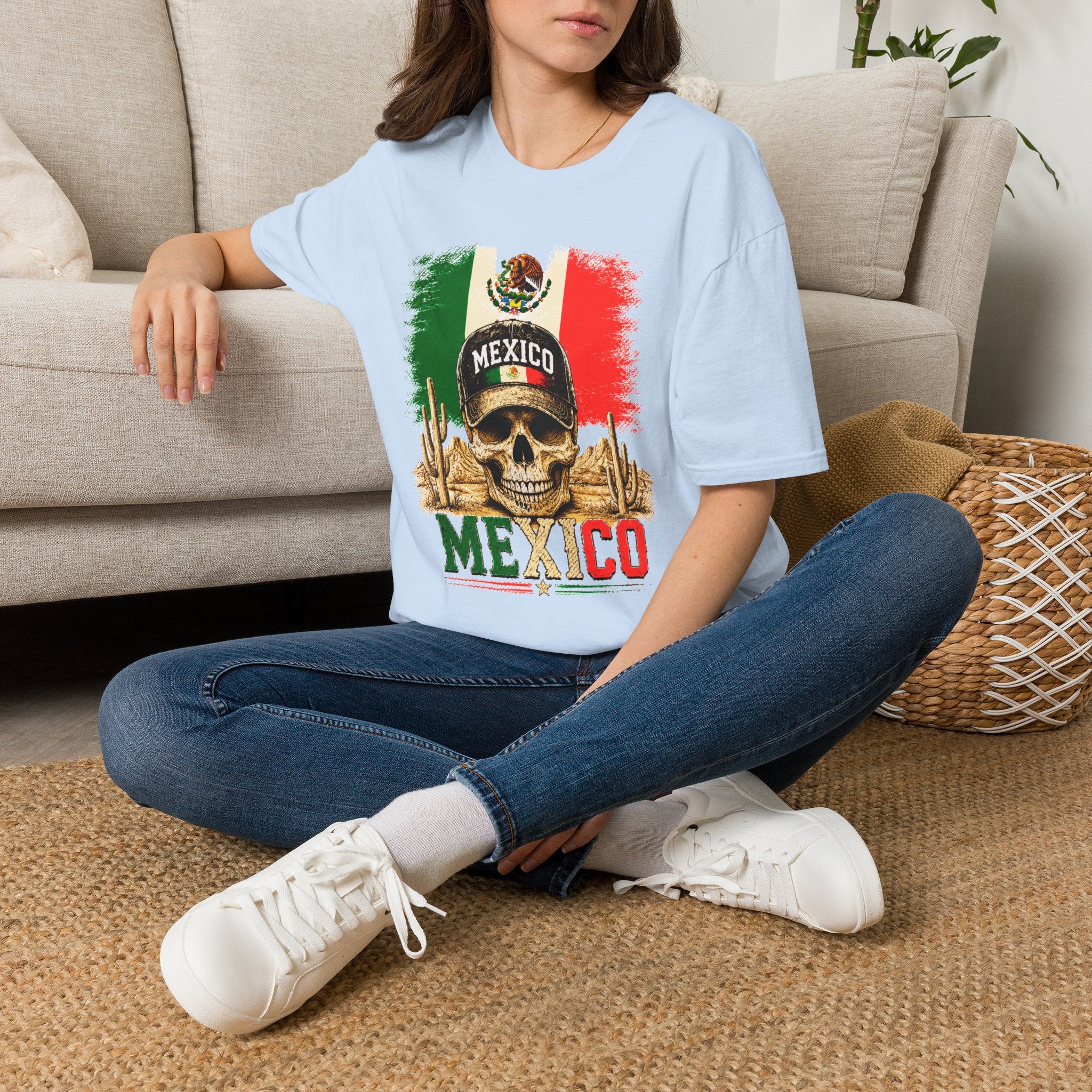 Mexico Flag Skull T-Shirt, Vintage Mexican Skull Shirt, Dia De Los Muertos Tee, Patriotic Mexico Graphic Tee, Gift for Men Women