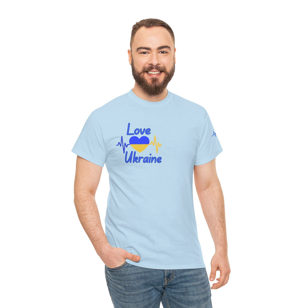Love Ukraine T-Shirt — Heartbeat Flag Design