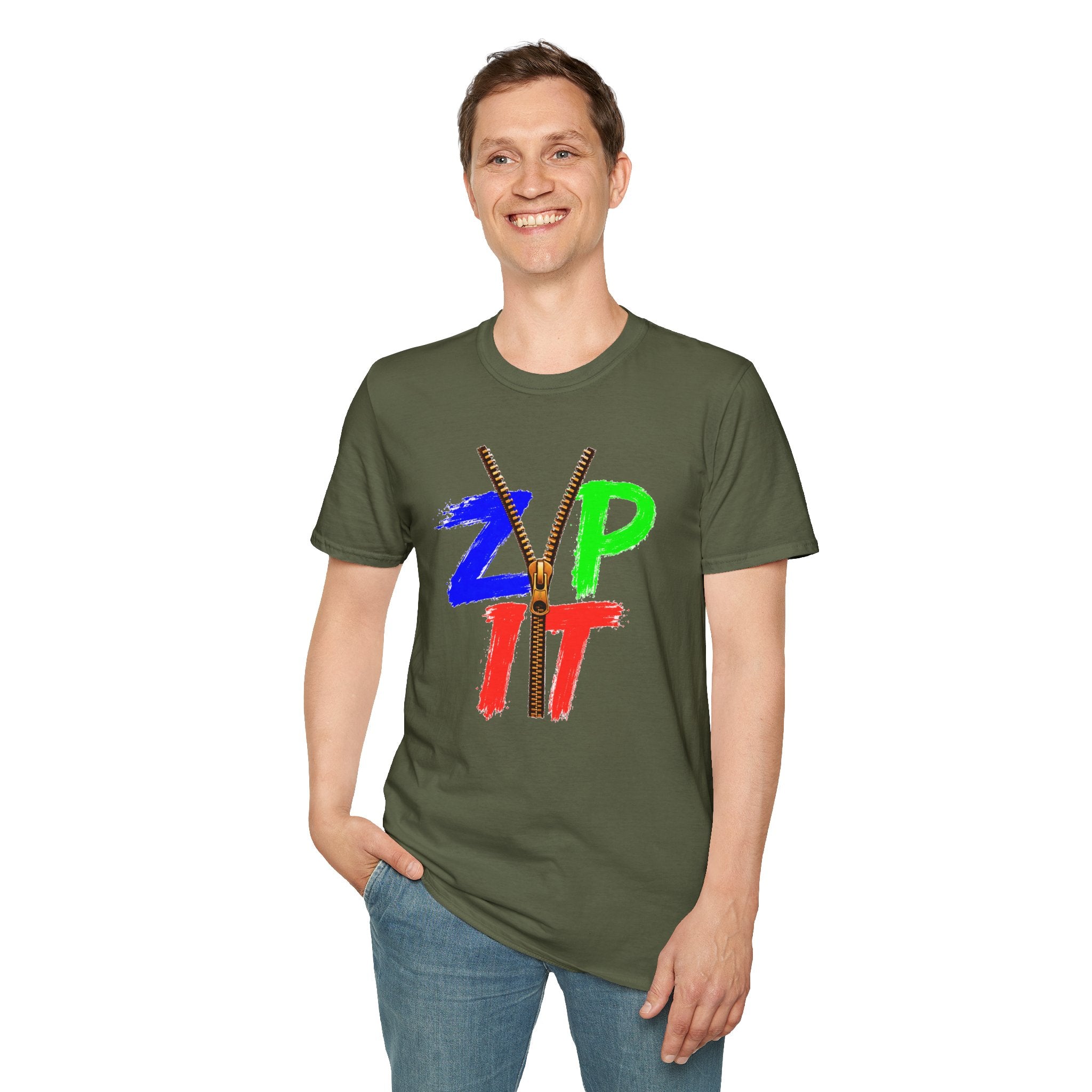 Zip It T-Shirt — Bold Color Zipper Graphic Tee