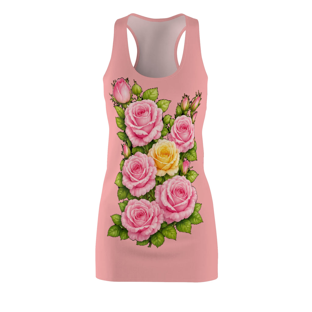 Pink Floral Racerback Dress | Vintage Rose Bouquet Summer Dress
