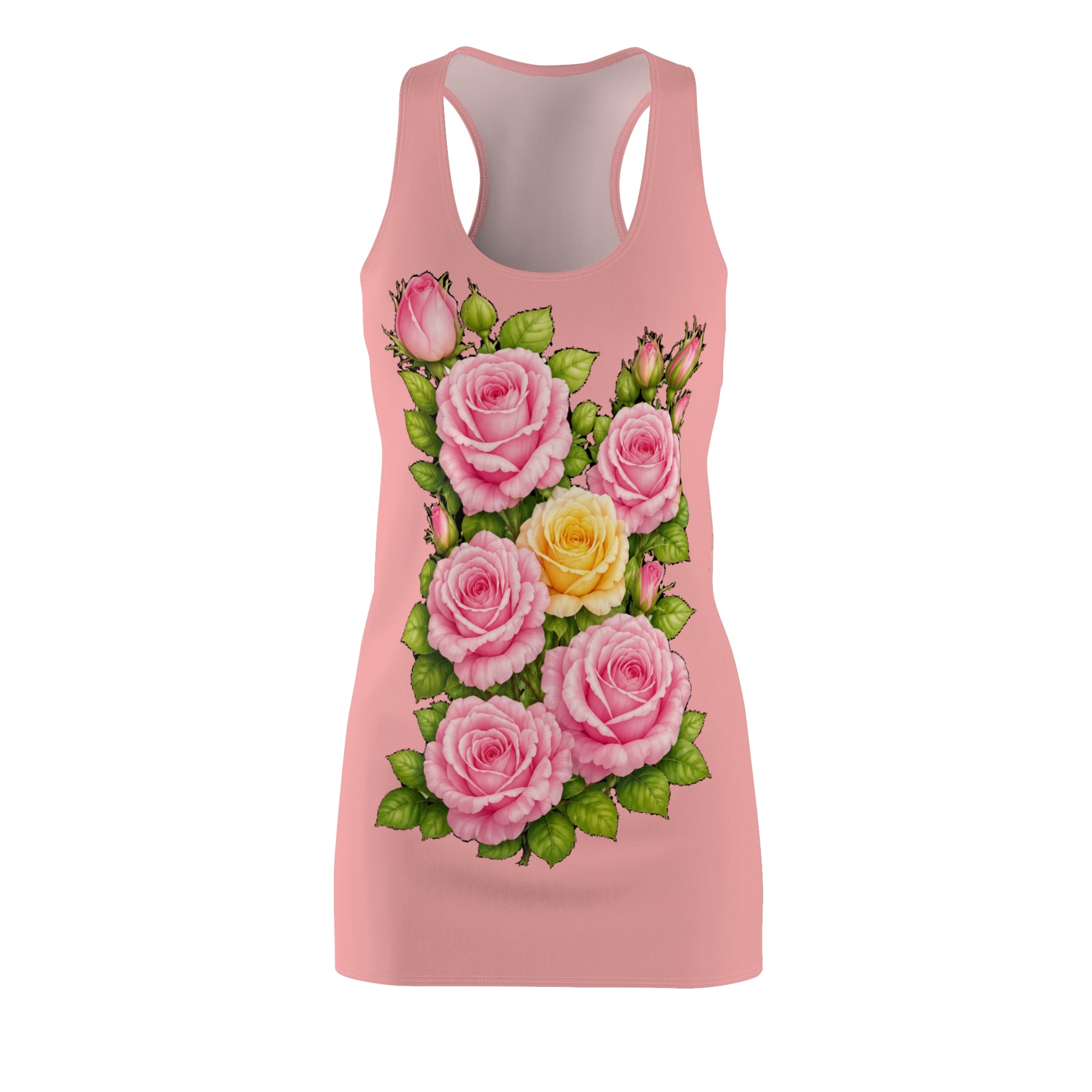 Pink Floral Racerback Dress | Vintage Rose Bouquet Summer Dress